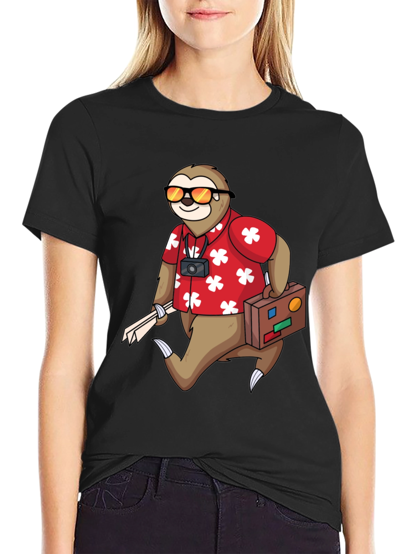 Black Sloth Tourist Graphic Tee - Comfy & Fun view 2