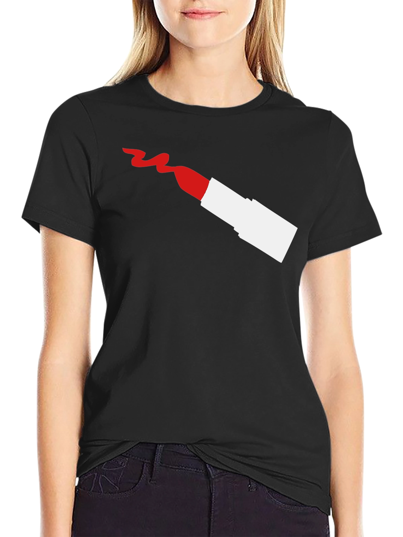 Black Modern Lipstick Graphic Tee - Stylish Men's T-Shirt view 2