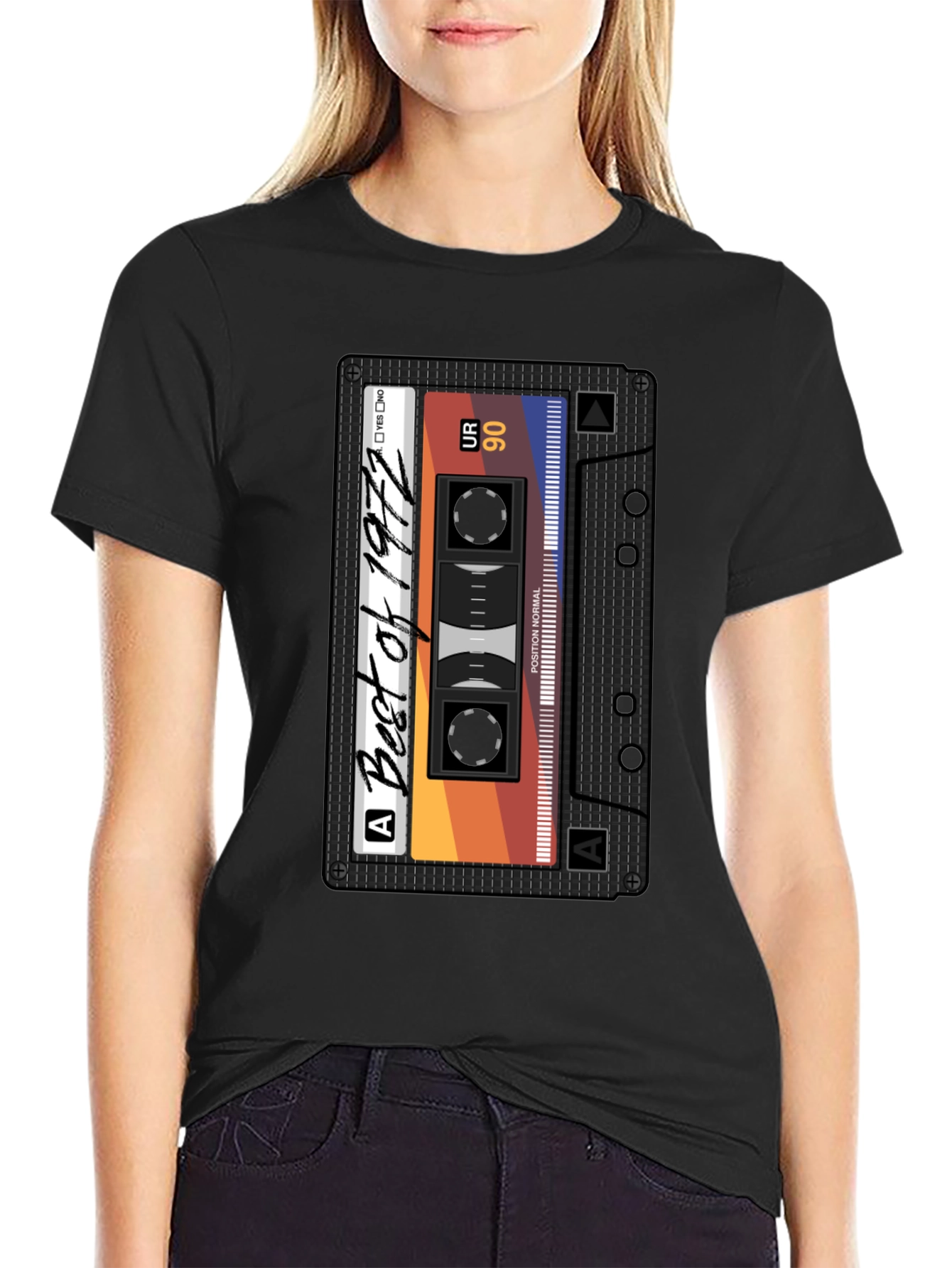 Black Best of 1972 Cassette Tape Graphic T-Shirt view 2