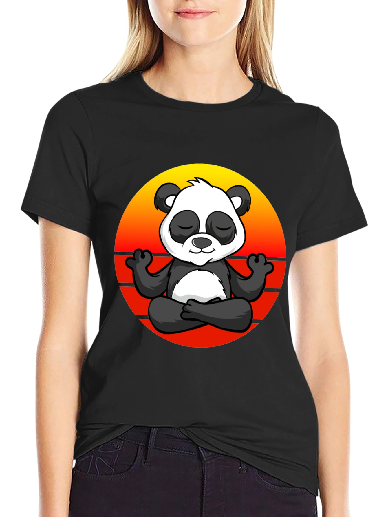 Black Zen Panda Graphic Tee - Black T-Shirt view 2