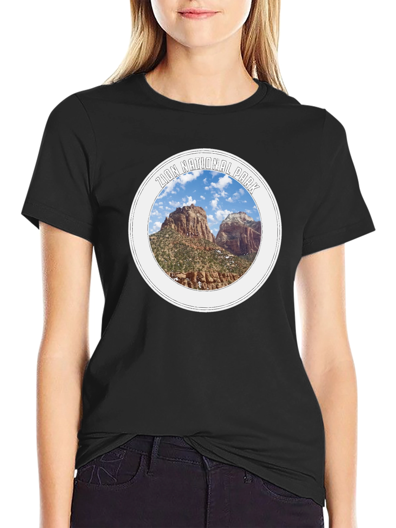 Black Zion National Park Graphic T-Shirt view 2