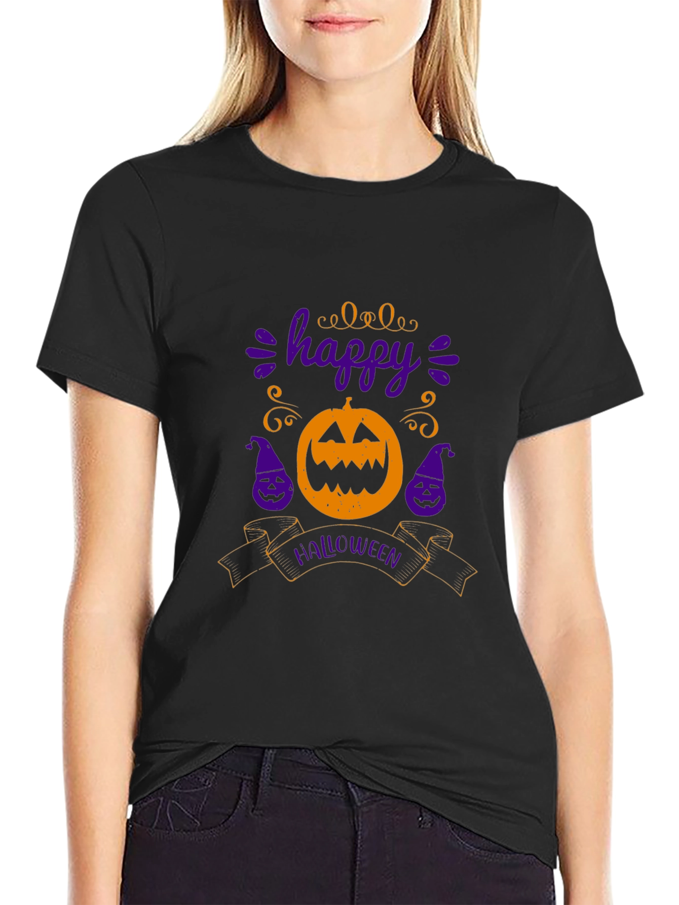 Black Happy Halloween Graphic Tee view 2