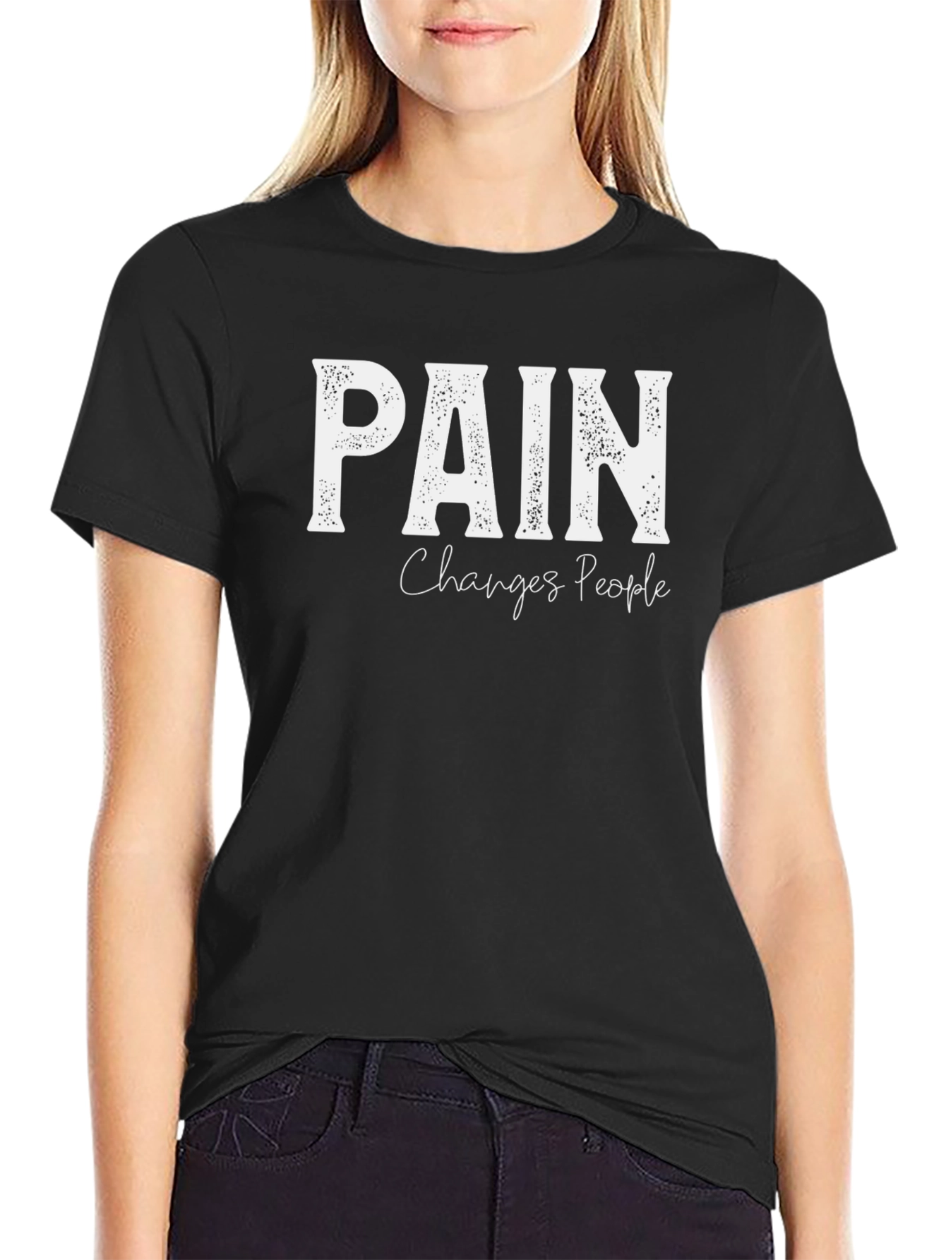 Black Pain Changes People Graphic Tee - Black view 2
