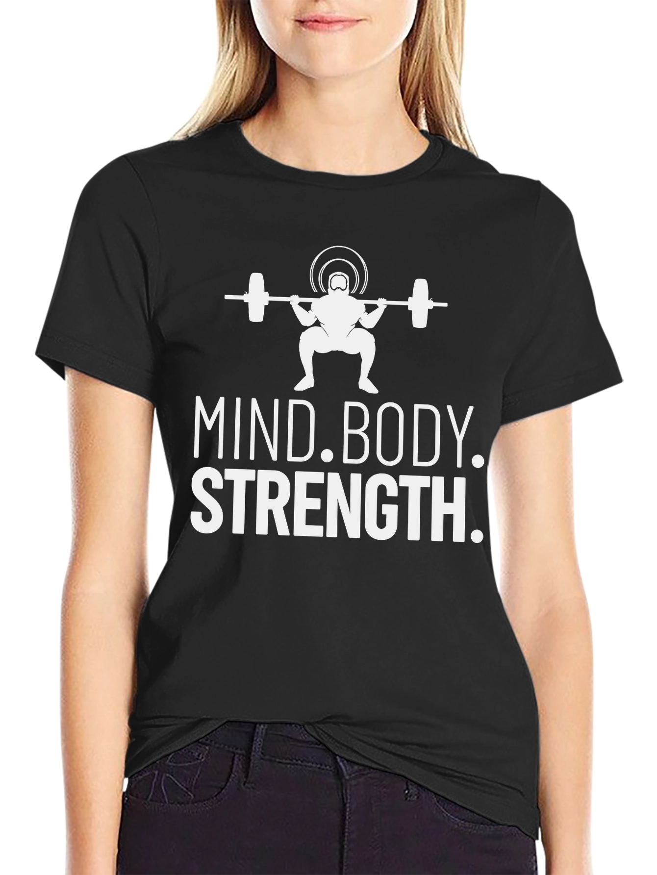 Black Mind Body Strength Weightlifting T-Shirt view 2