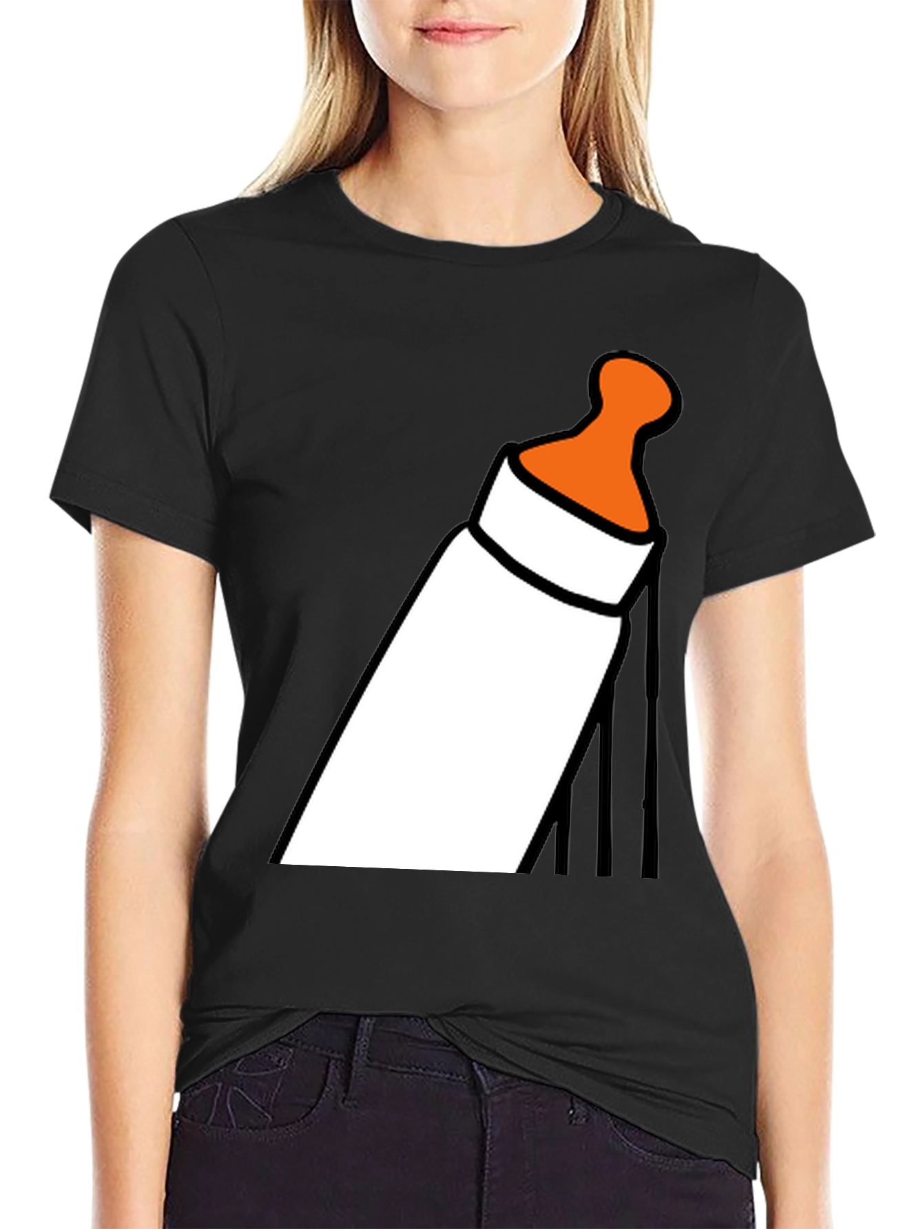 Black Baby Bottle Graphic T-Shirt - Funny Novelty Tee view 2