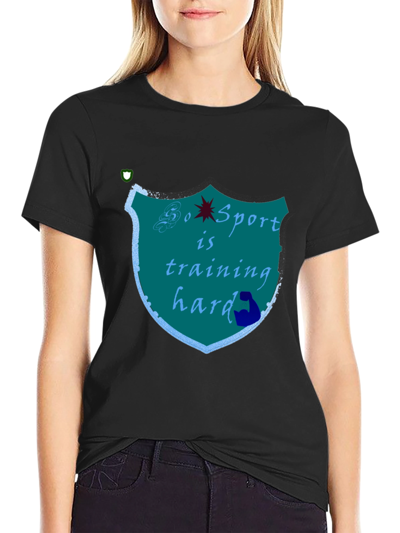 Black Sports Training Hard Black T-Shirt view 2