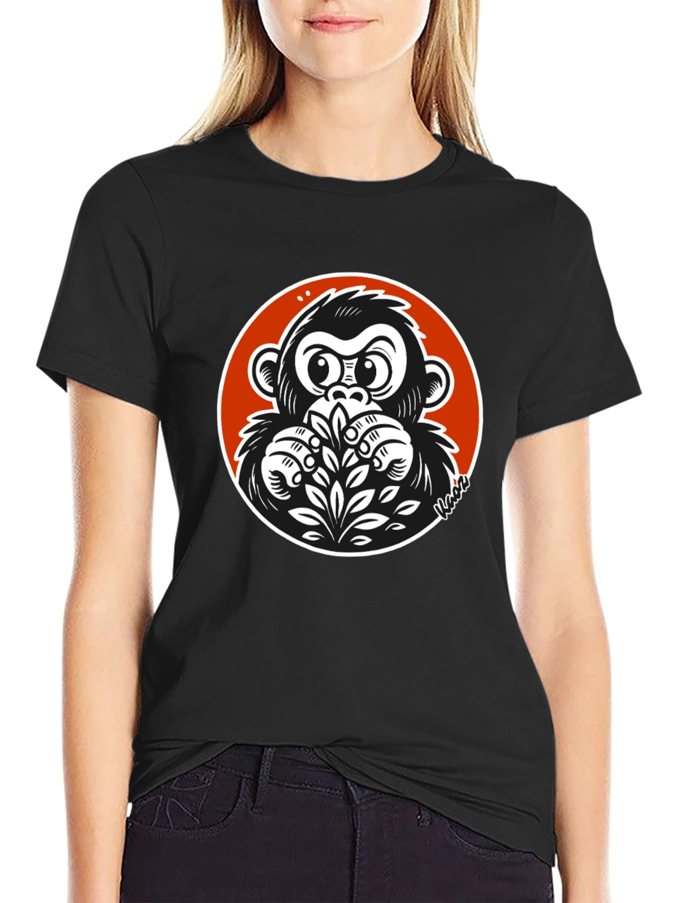 Black Cool Gorilla Graphic Tee - Black Cotton T-Shirt view 2