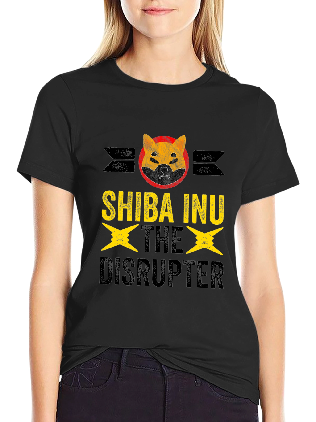 Black Shiba Inu Disruptor Graphic Tee view 2
