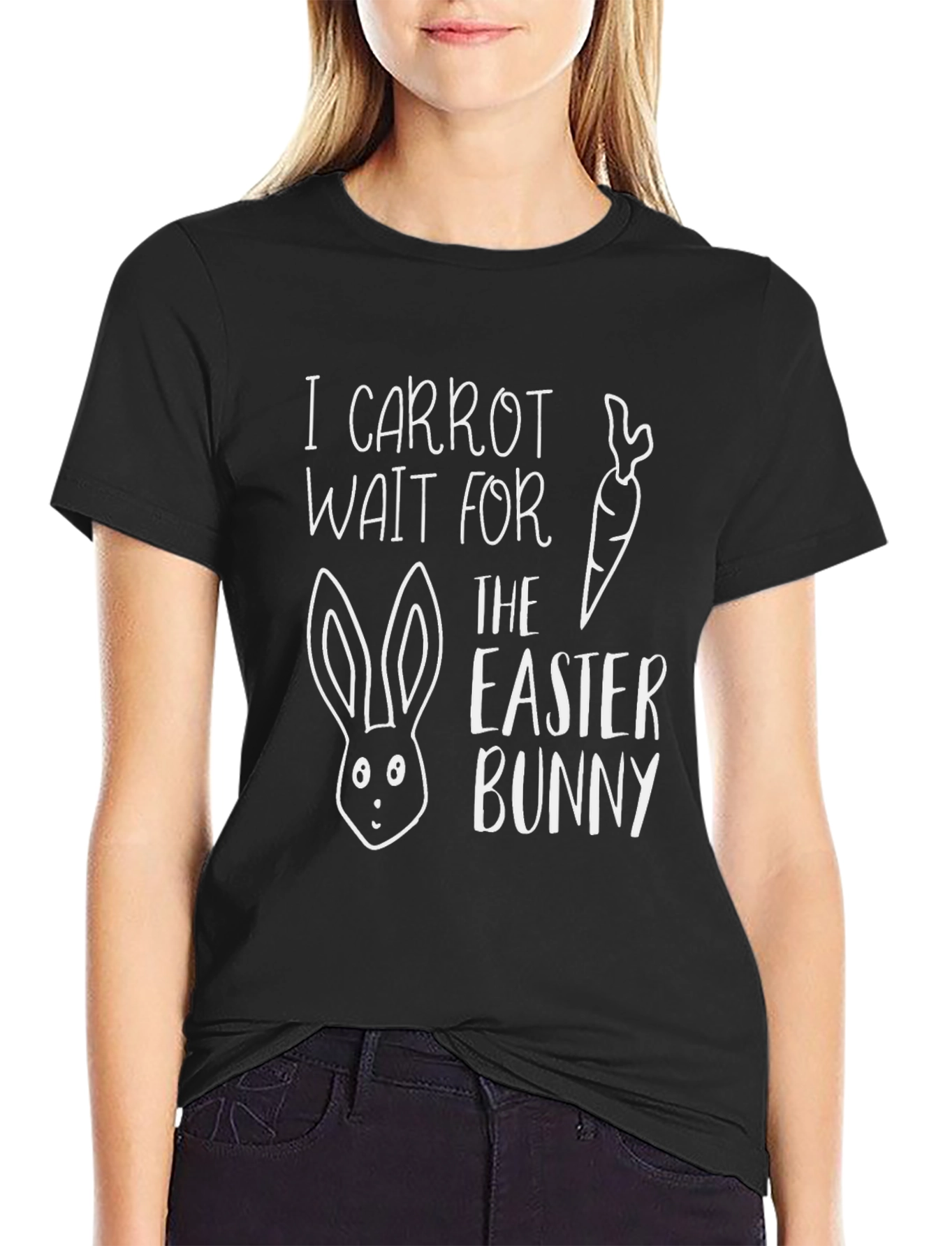 Black Easter Bunny T-Shirt I Carrot Wait Funny Holiday Tee view 2