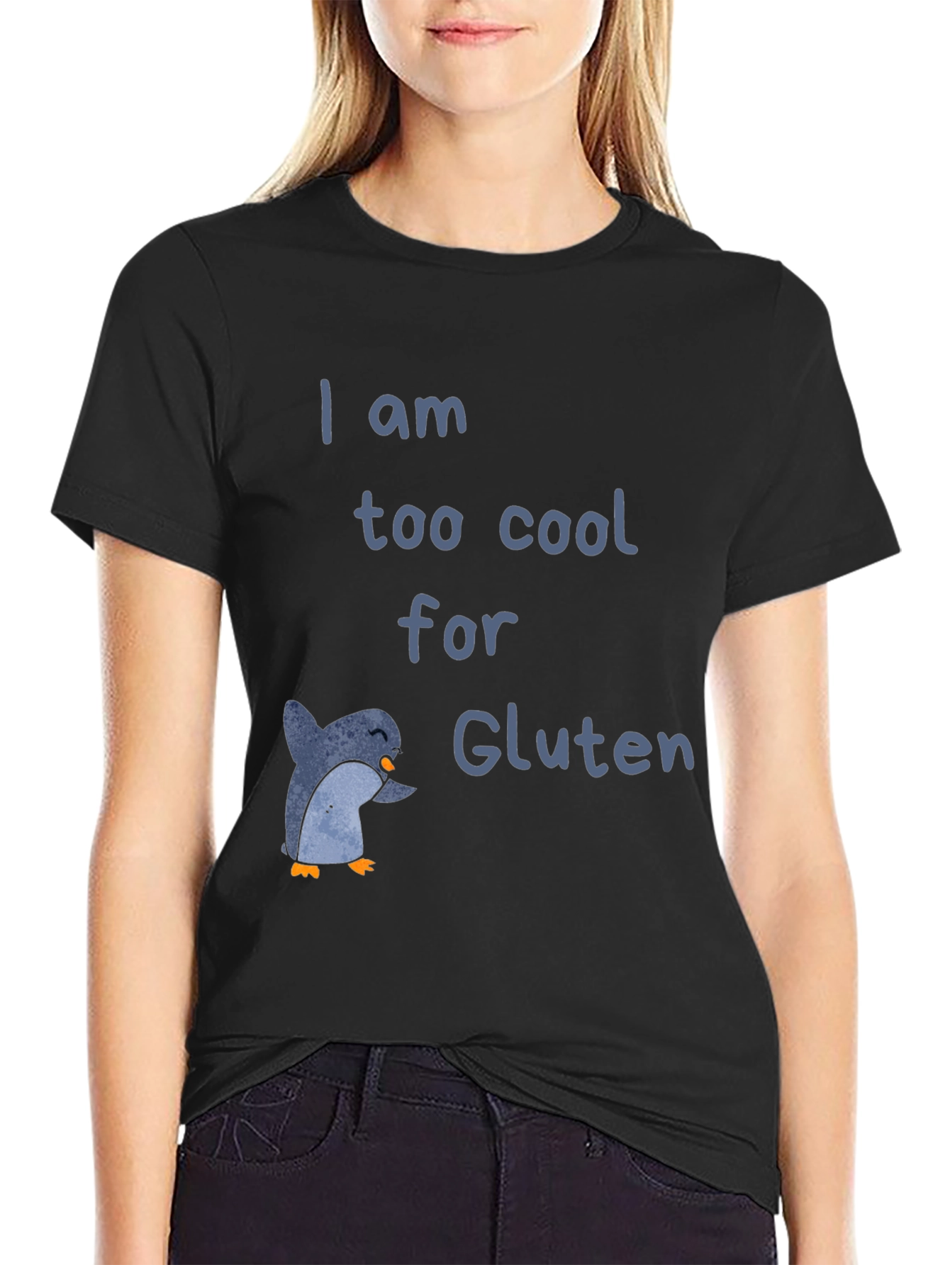 Black Cool Penguin Gluten-Free T-Shirt view 2