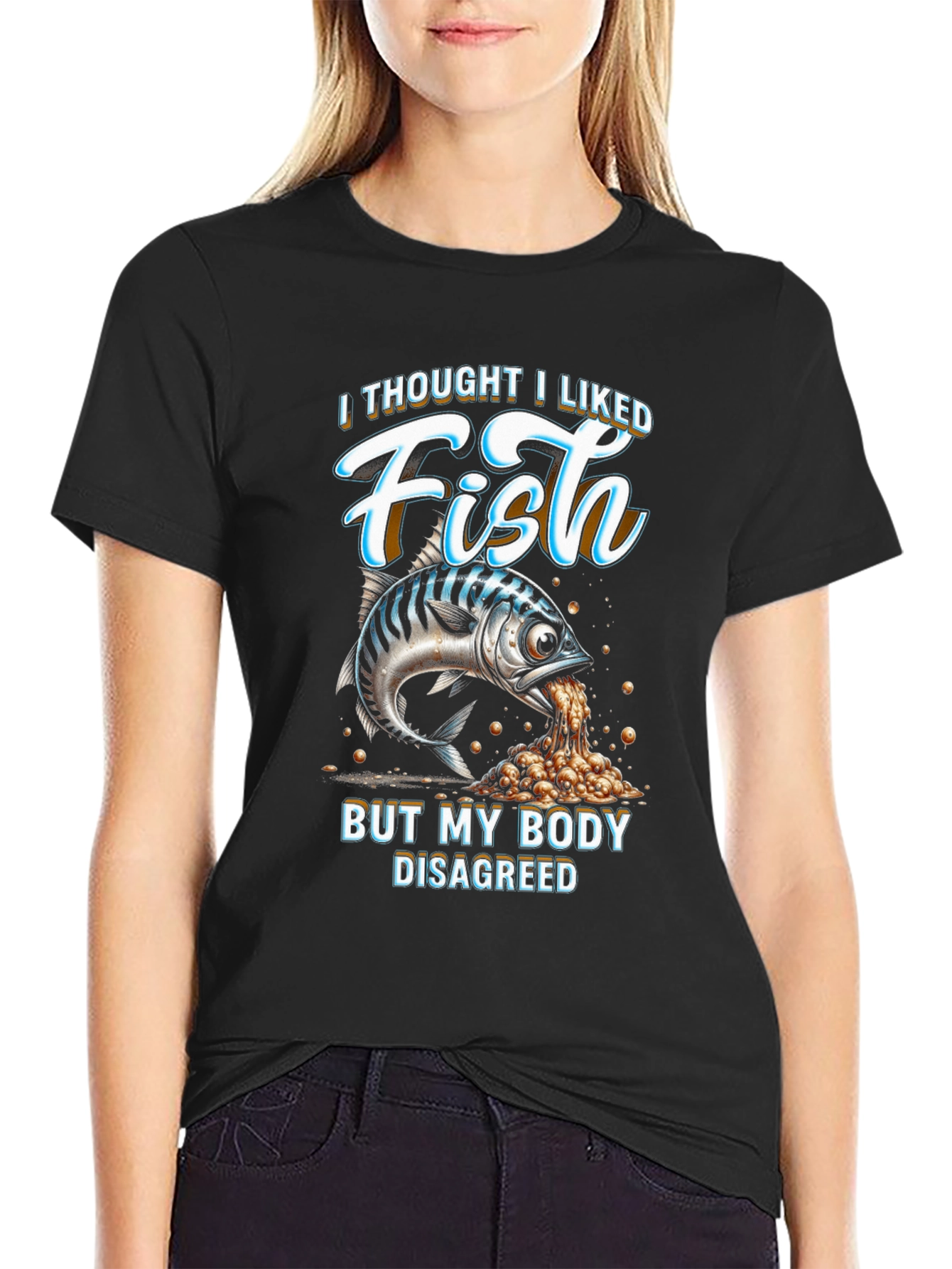 Black Funny 'I Thought I Liked Fish' Graphic Tee view 2
