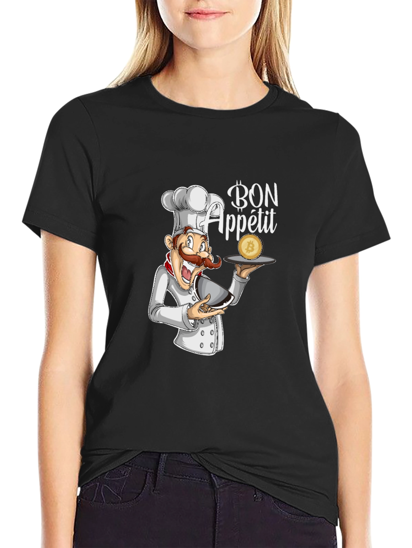 Black Bon Appetit Chef Bitcoin T-Shirt view 2