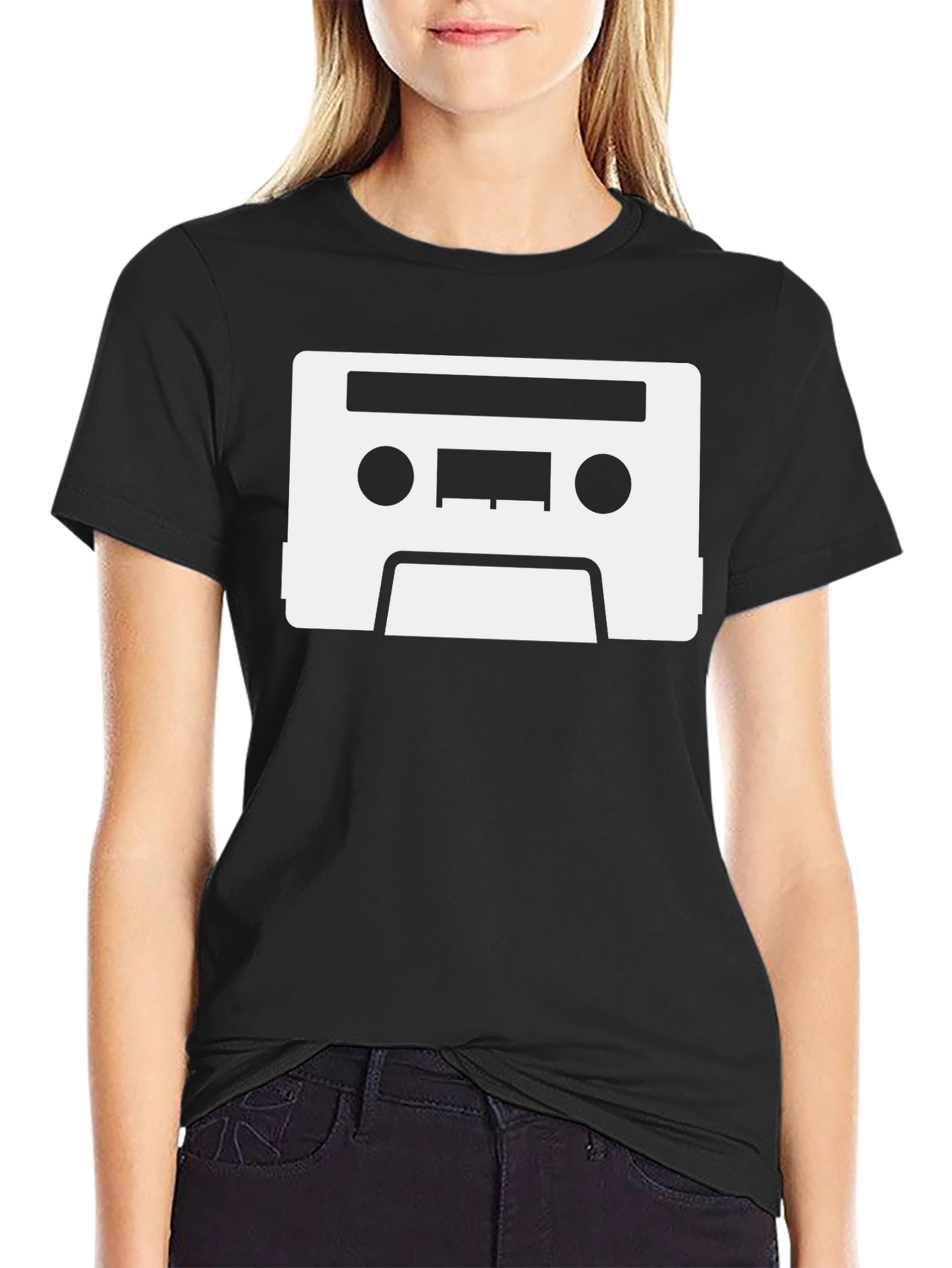 Black Retro Cassette Tape Graphic Tee - Black view 2