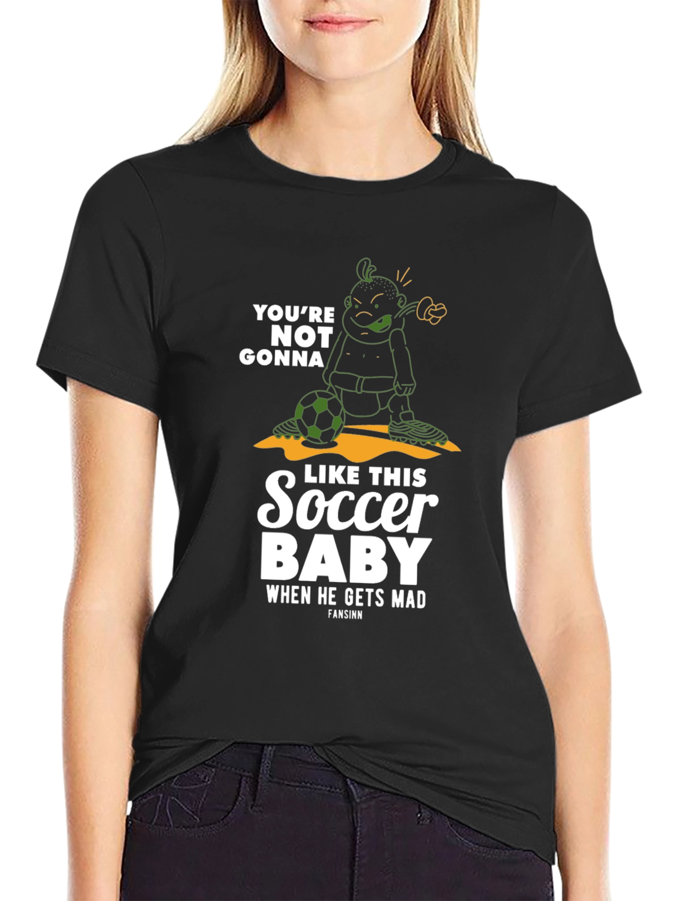 Black Funny Soccer Baby Graphic T-Shirt view 2