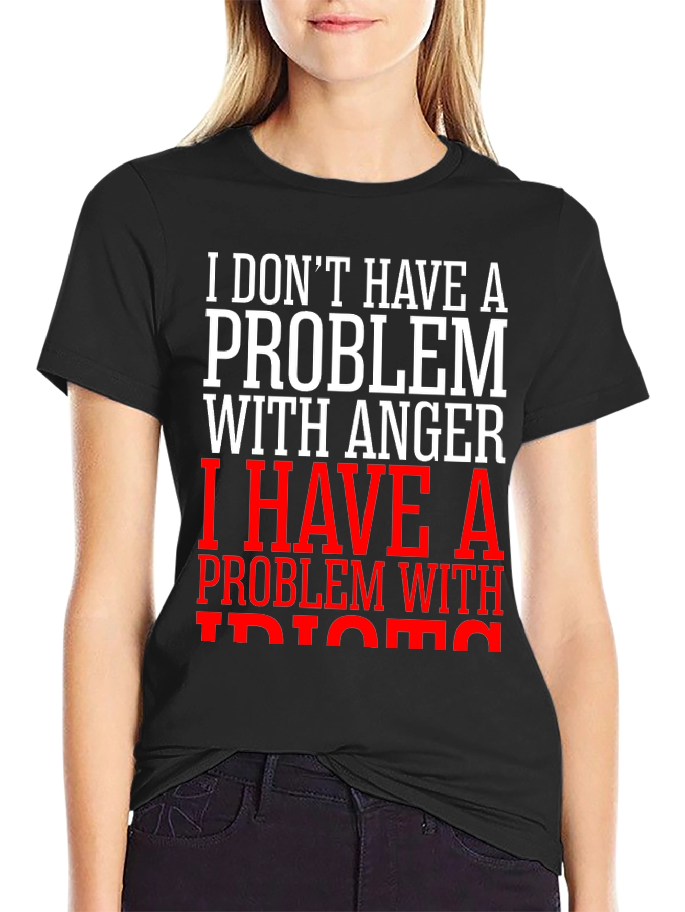 Black Funny Anger Problem Graphic T-Shirt view 2