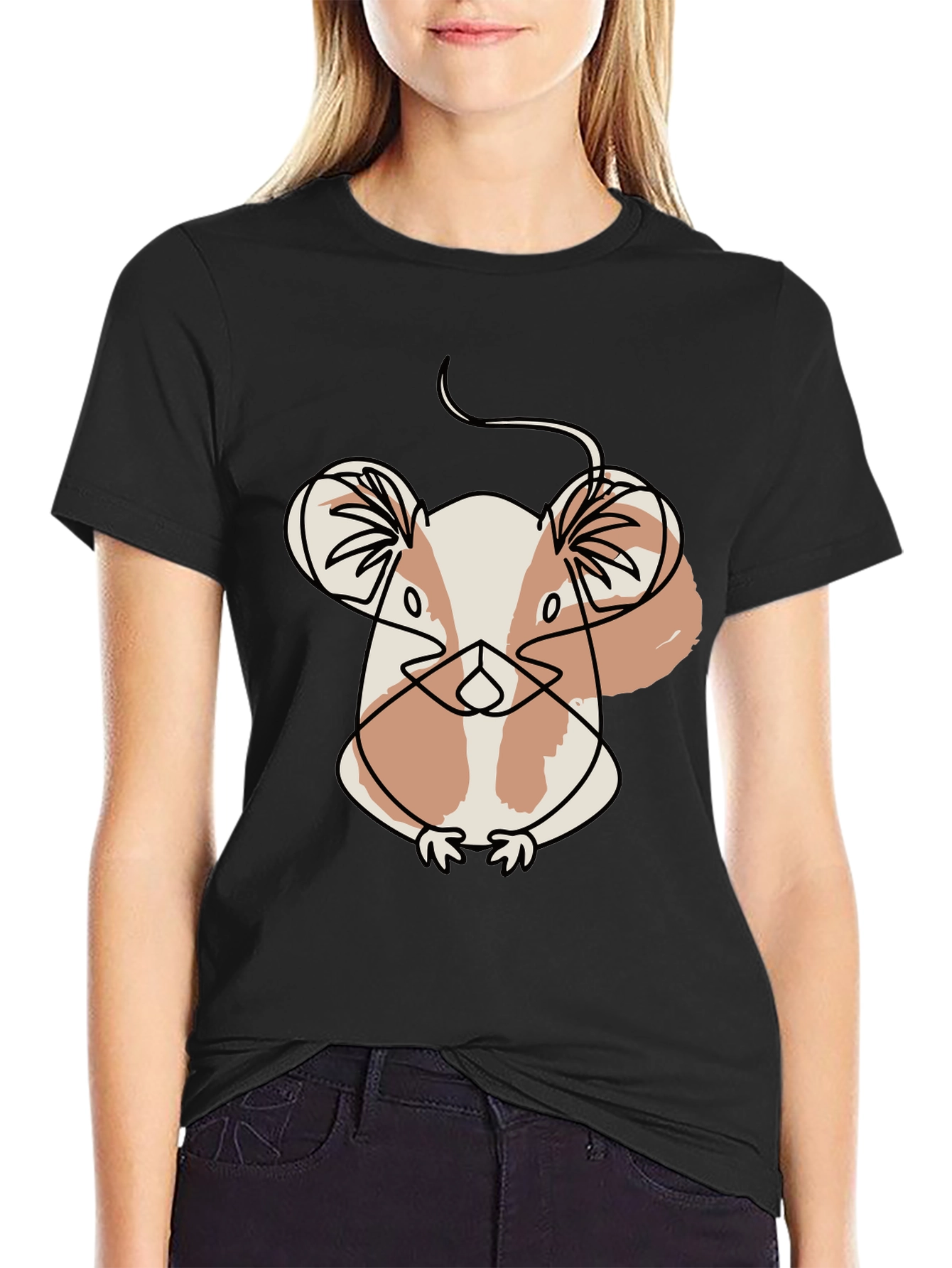 Black Abstract Hamster Graphic Tee view 2