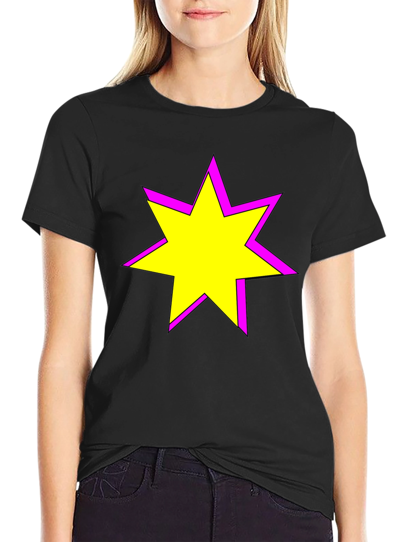 Black Star Graphic Tee - Casual Black T-Shirt view 2