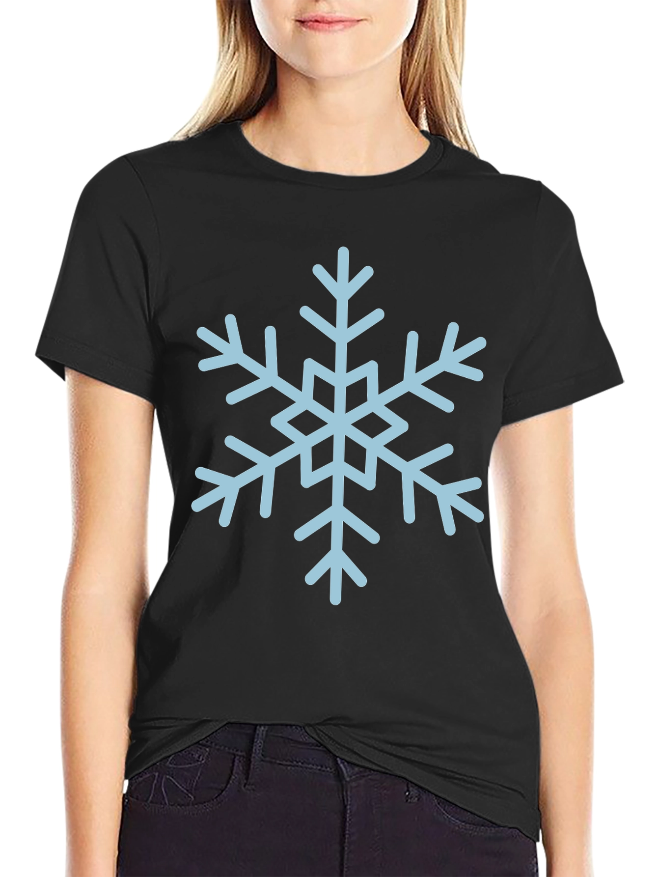 Black Snowflake Graphic Tee - Winter Holiday Style view 2