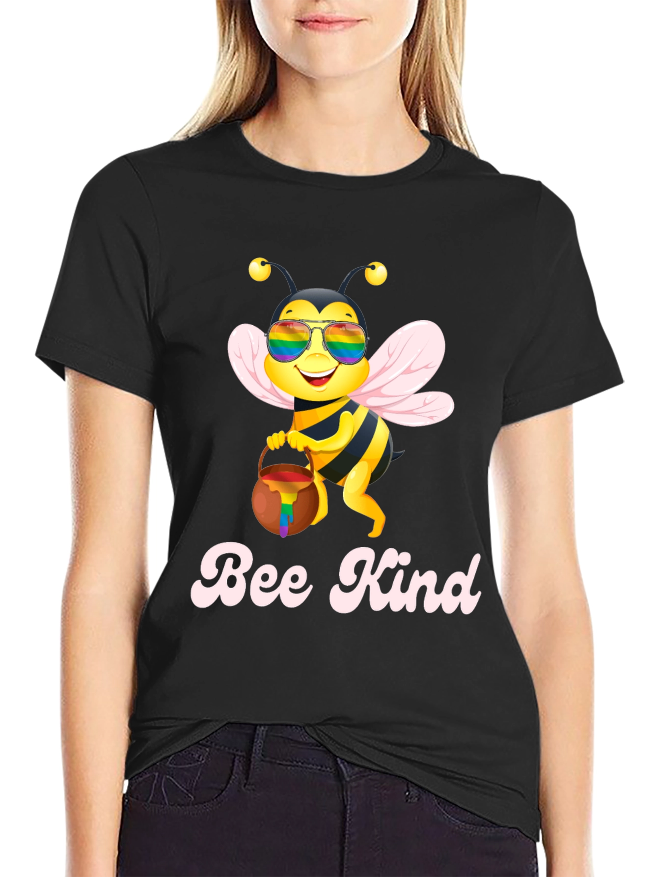 Black Bee Kind T-Shirt - LGBTQ+ Pride Apparel view 2
