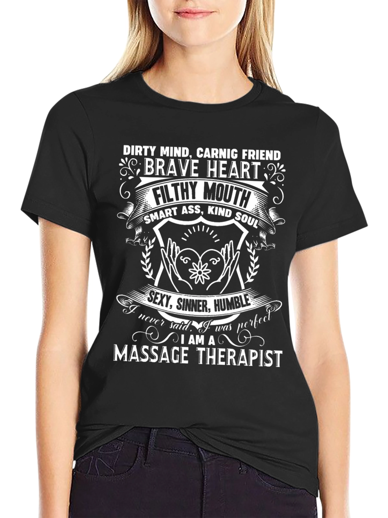 Black Massage Therapist Novelty Graphic Tee view 2