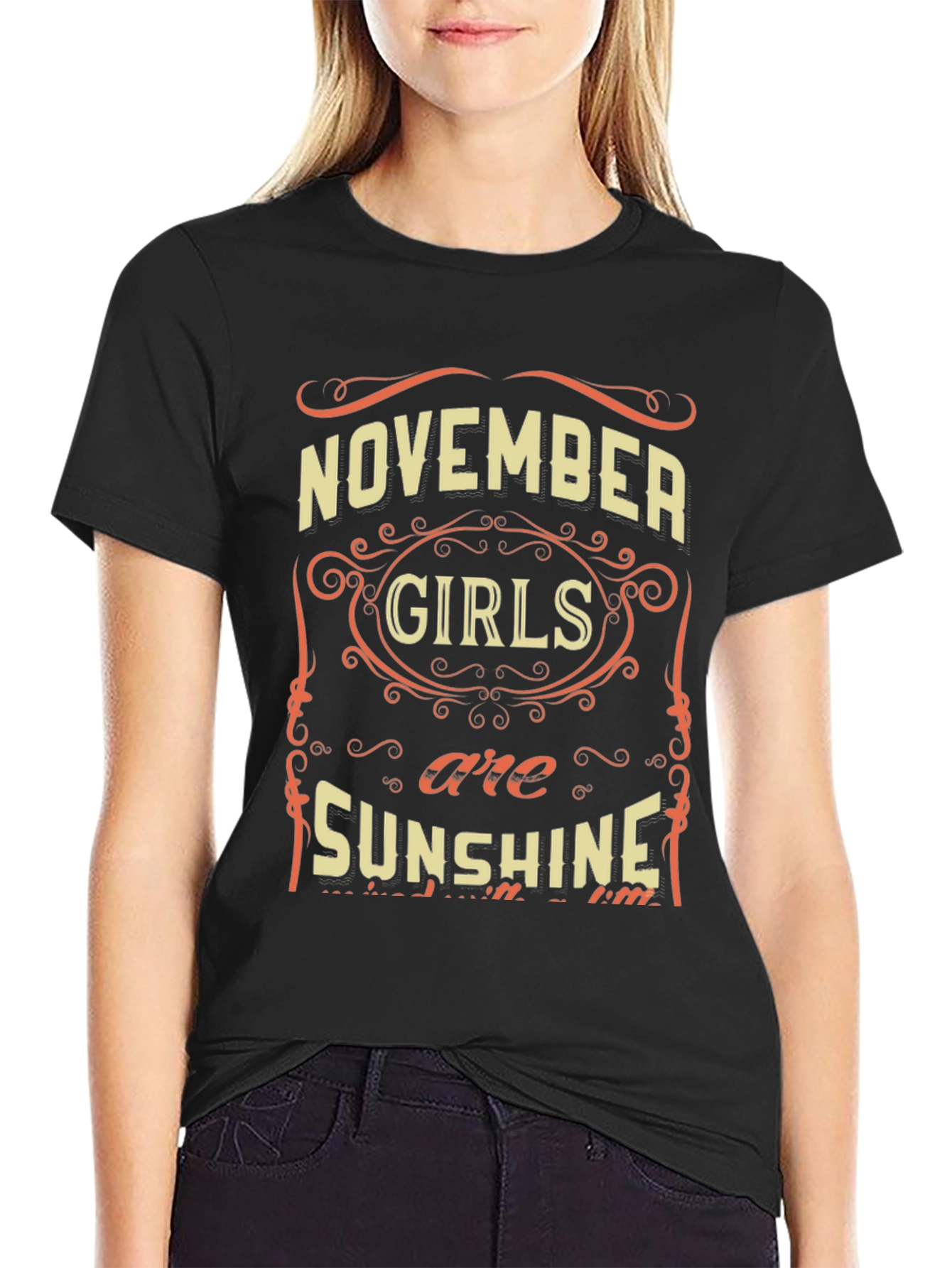 Black November Girls Sunshine Black T-Shirt view 2