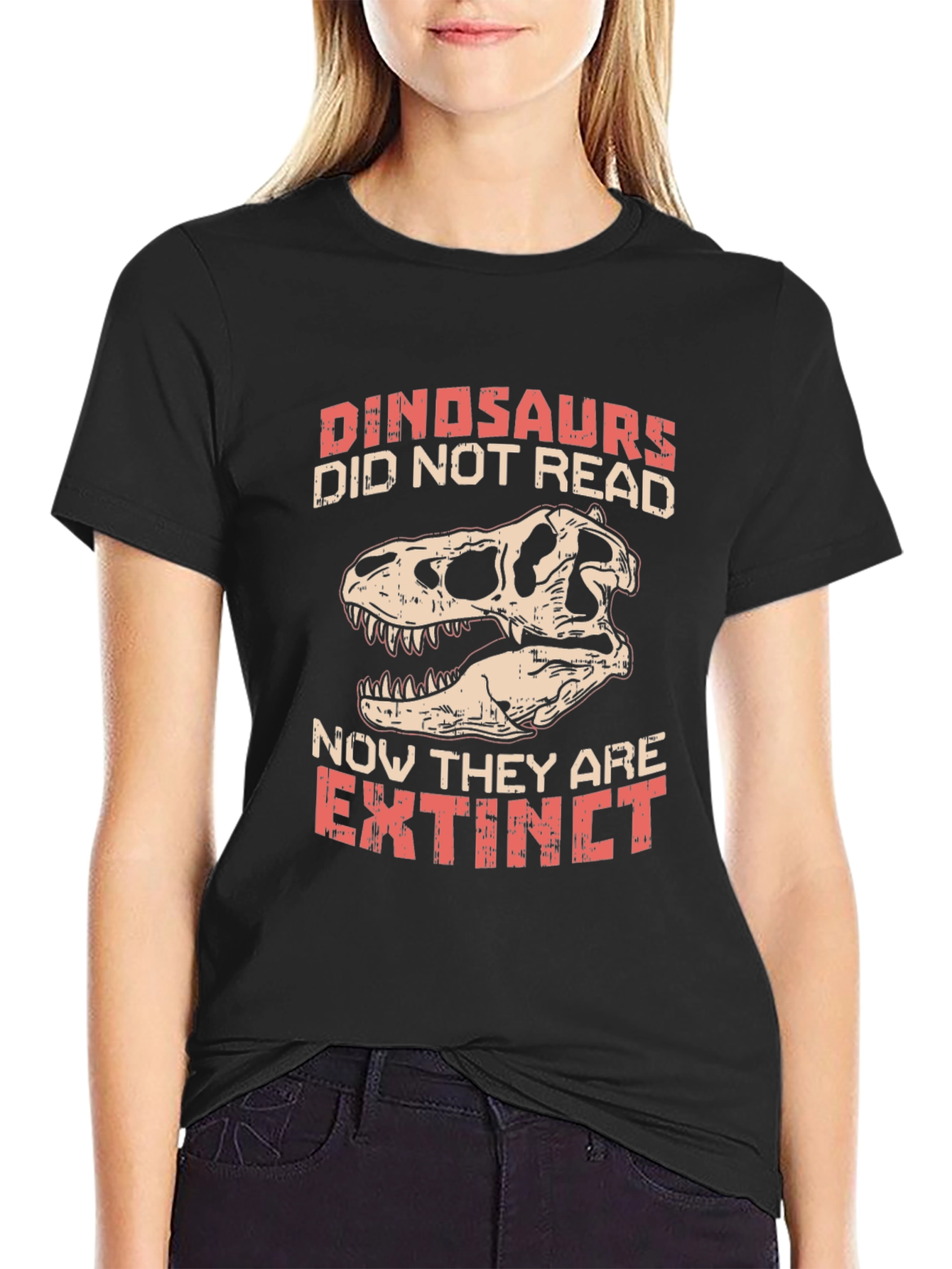 Black Dinosaurs Didn't Read T-Shirt view 2