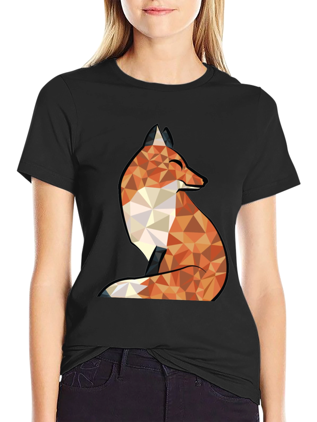 Black Geometric Fox Graphic Tee - Stylish & Unique Design view 2