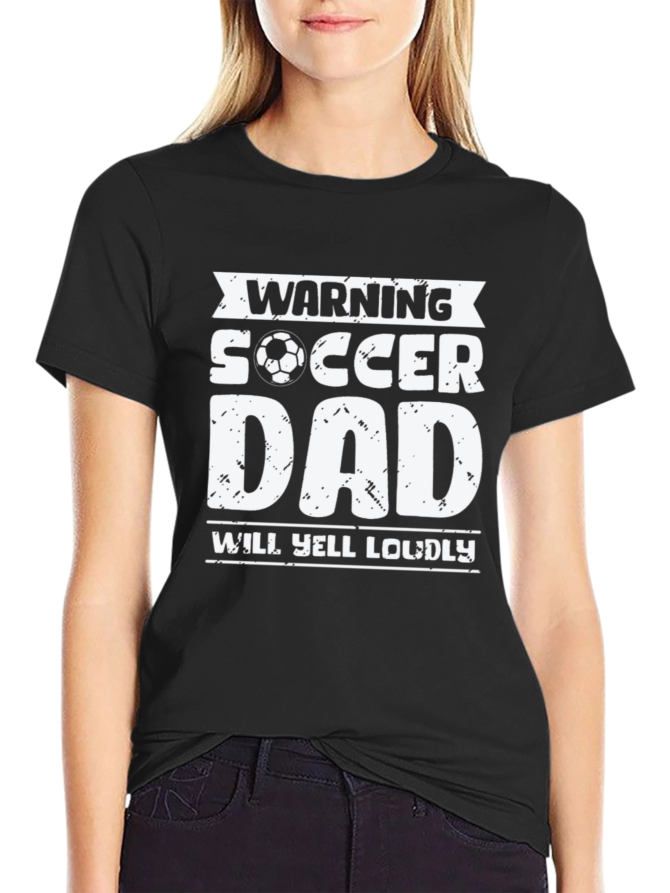 Black Warning Soccer Dad Graphic Tee view 2