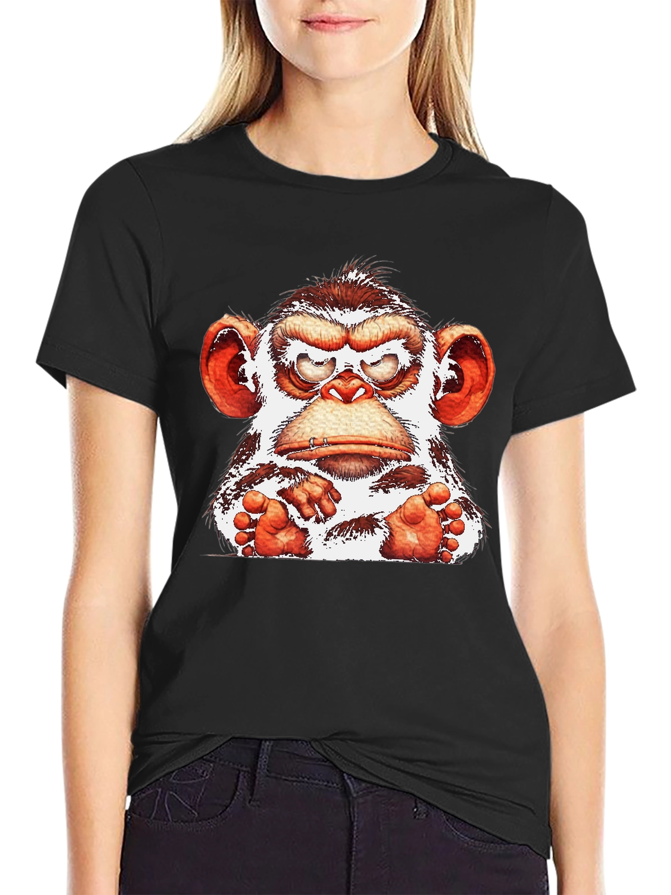 Black Angry Monkey Graphic T-Shirt view 2