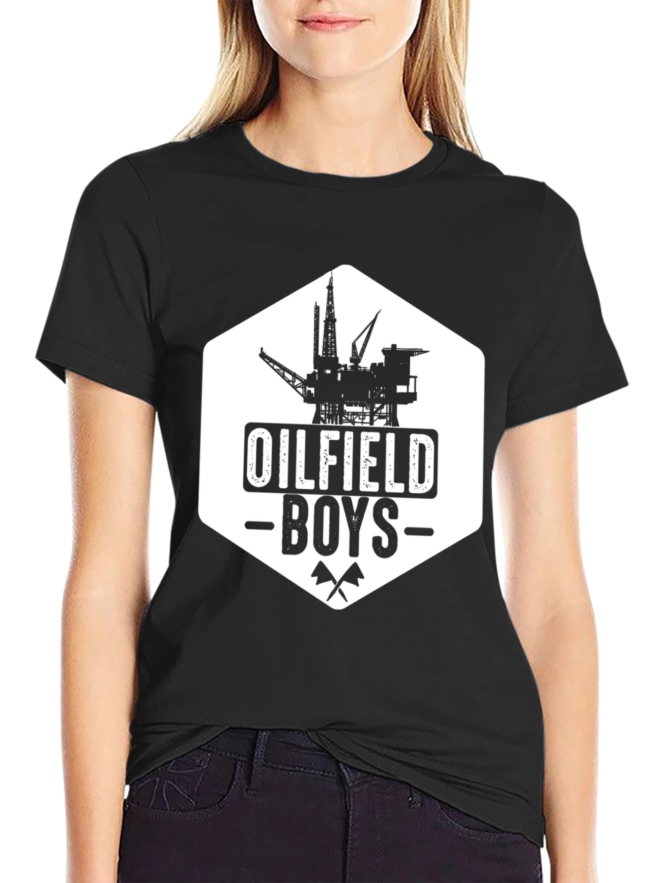 Black Oilfield Boys Graphic Tee - Black Cotton T-Shirt view 2