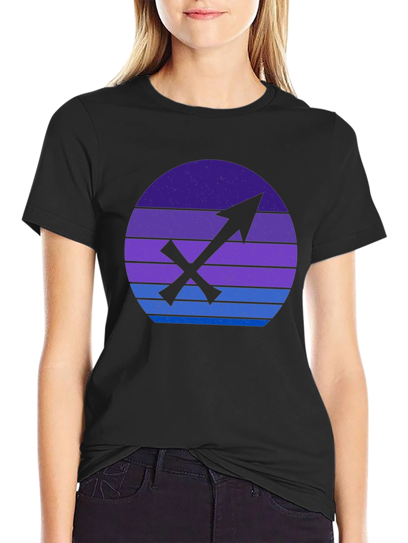 Sagittarius Zodiac Graphic Tee - Retro Sunset Design - 2
