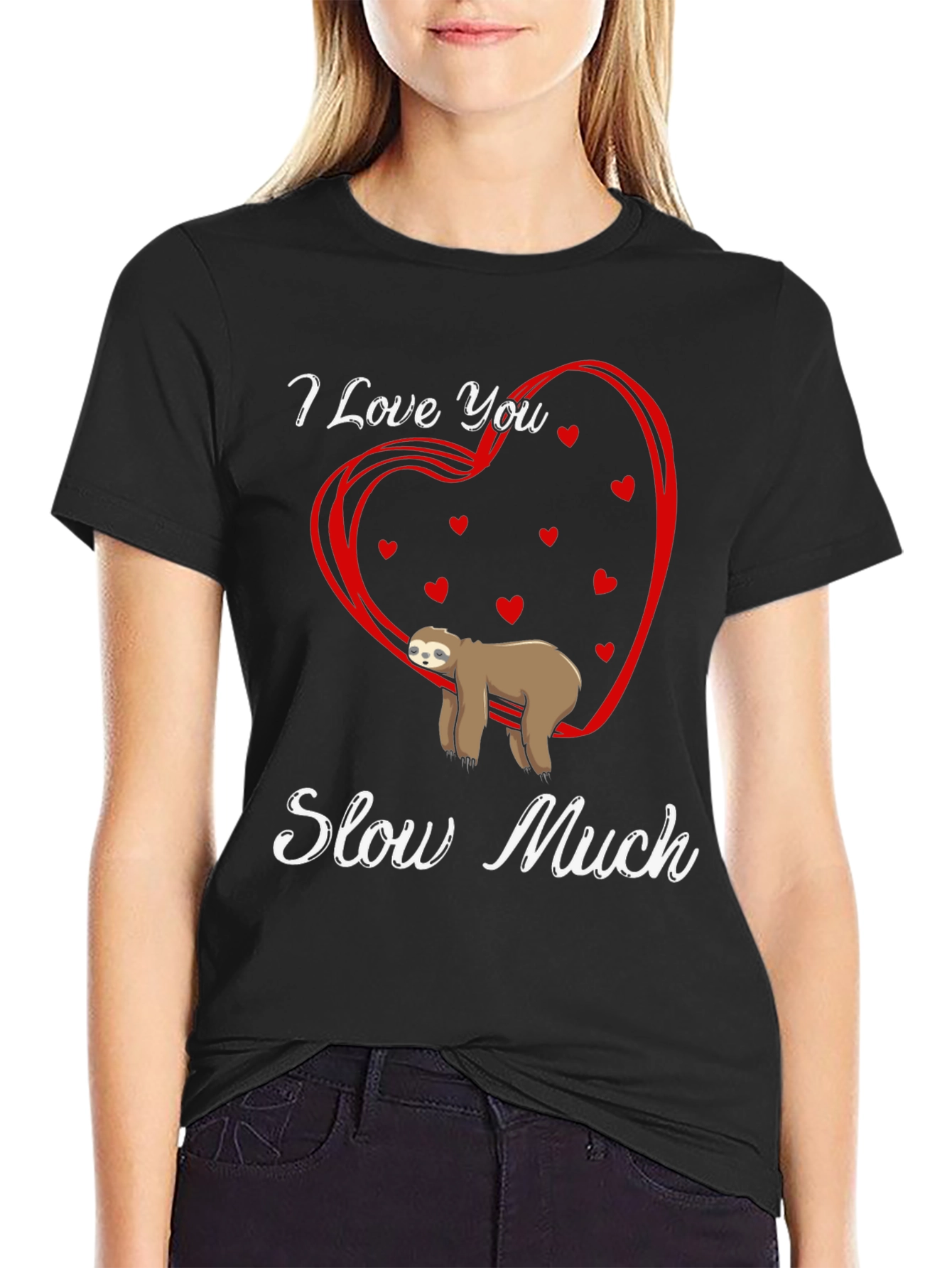 Black I Love You Slow Much Sloth Graphic Tee view 2