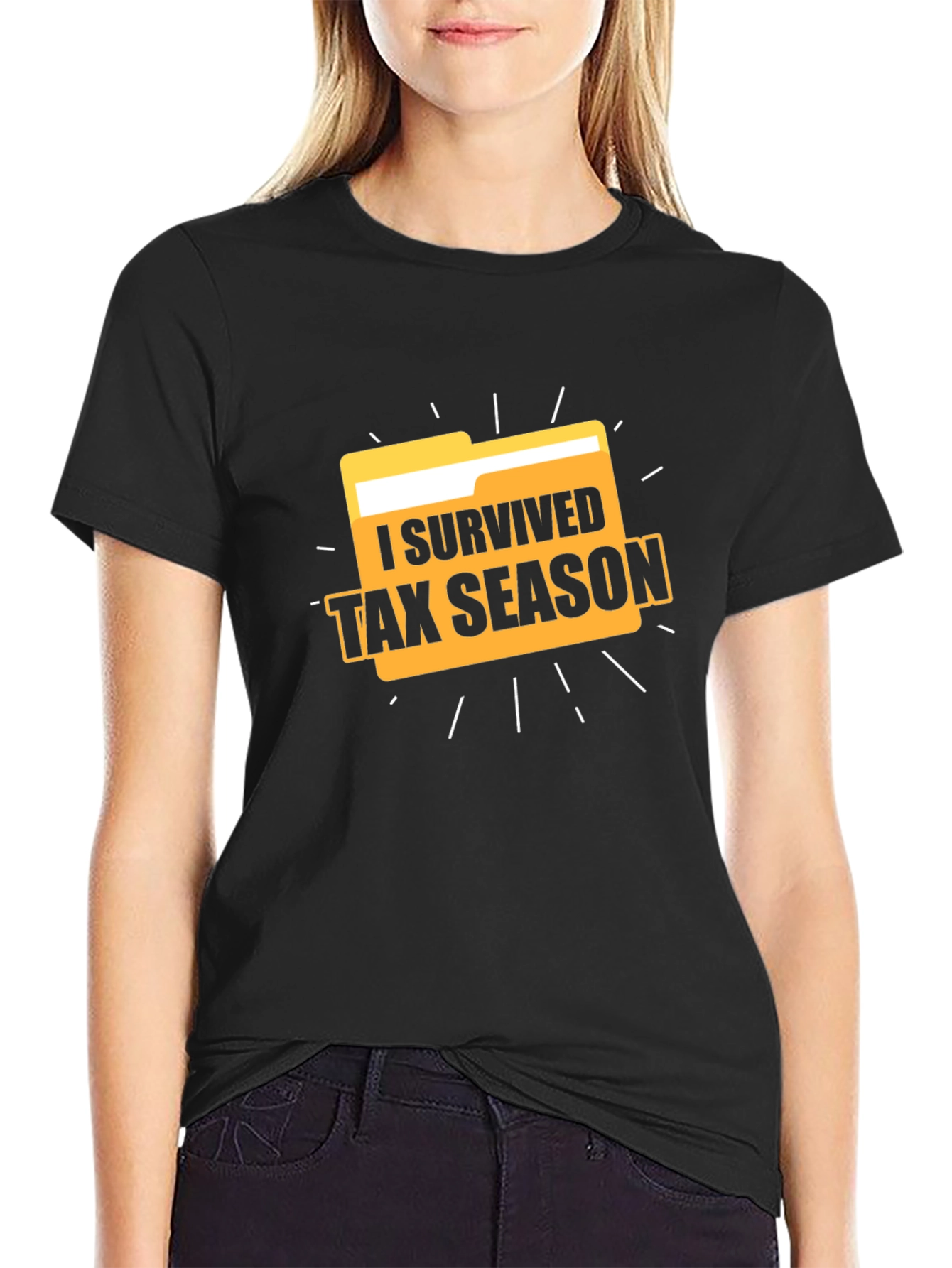 Black I Survived Tax Season Graphic T-Shirt view 2