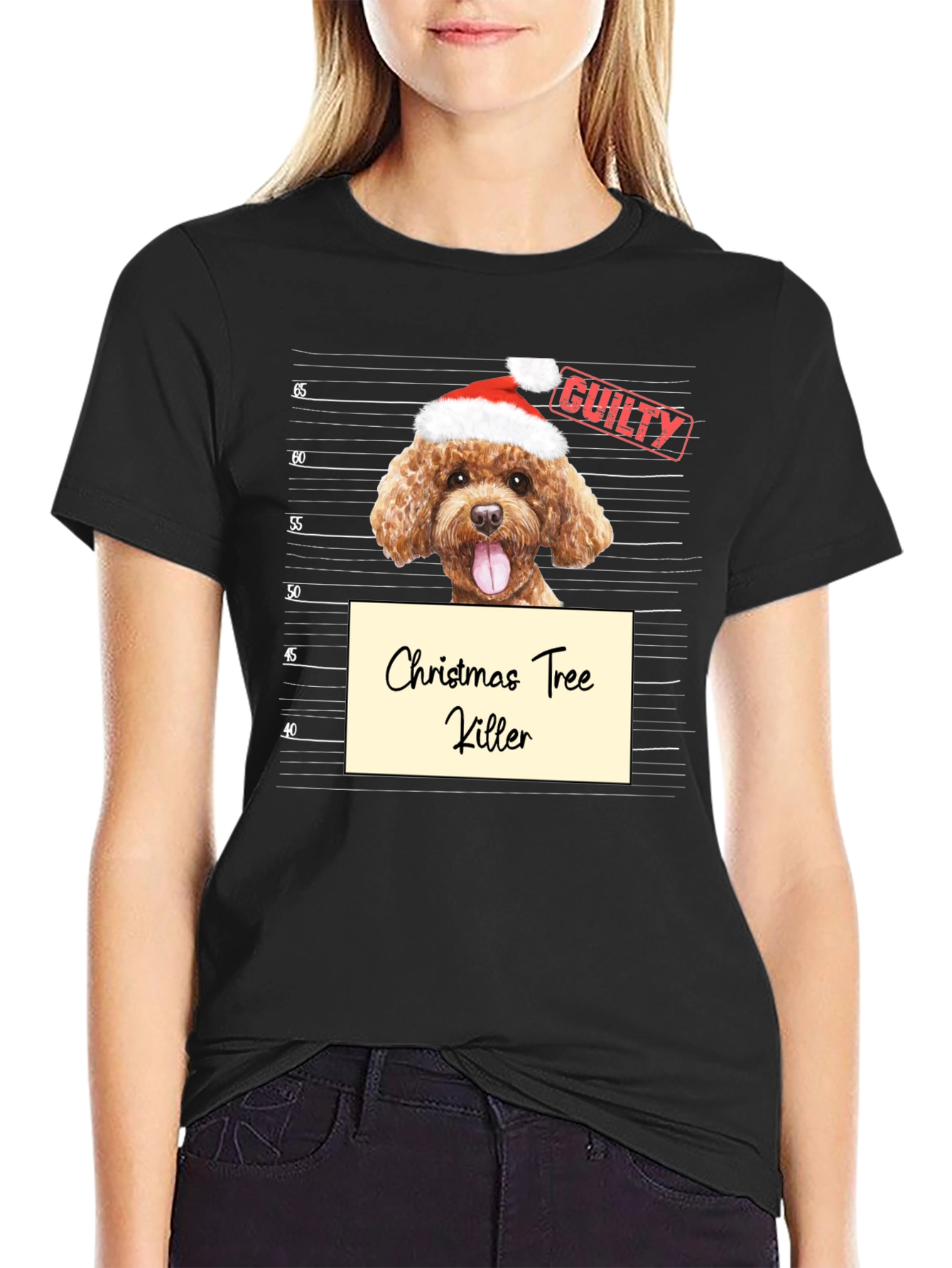 Christmas Tree Killer Dog Mugshot Graphic T-Shirt - 2