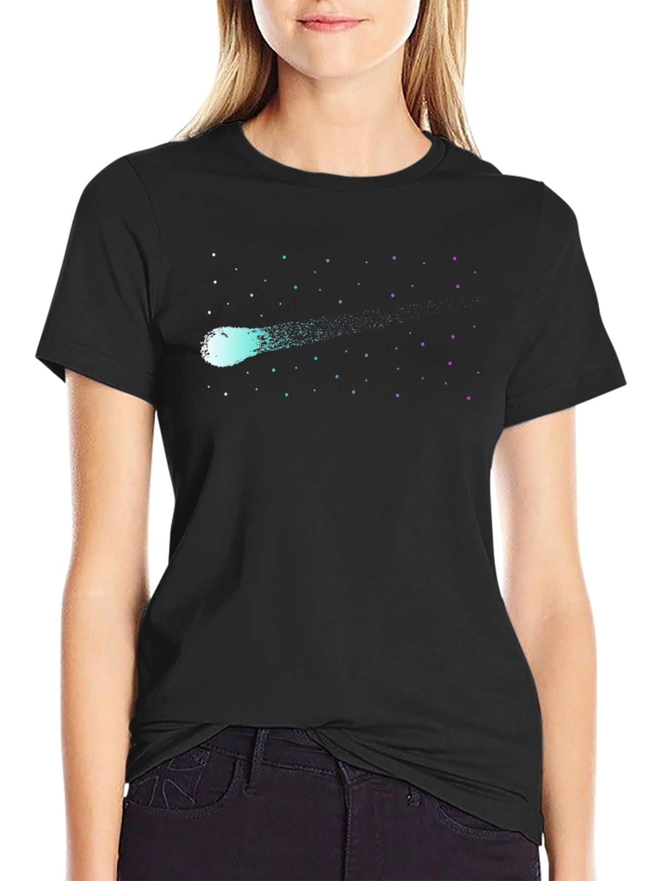 Black Cosmic Comet Graphic Black Tee view 2