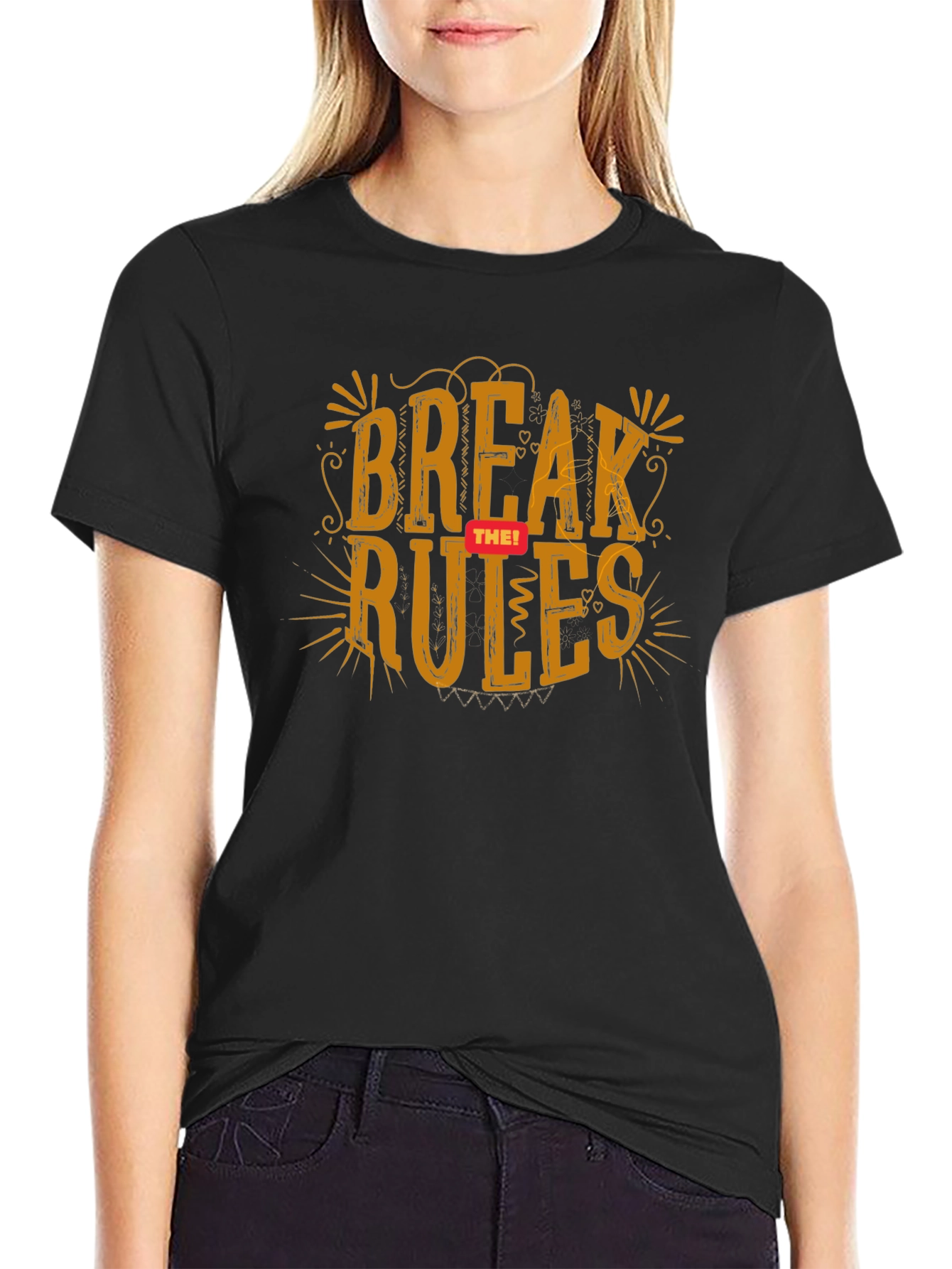 Black Break the Rules Black Graphic Tee view 2