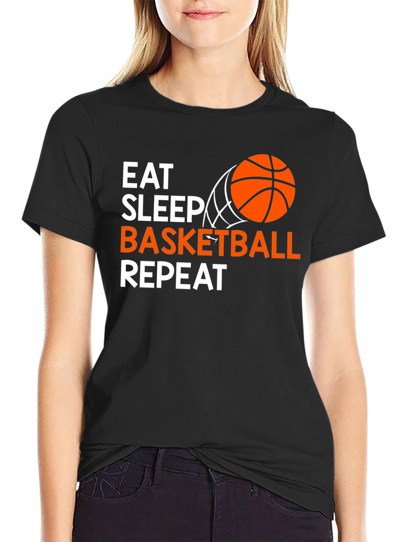 Black Eat Sleep Basketball Repeat T-Shirt view 2