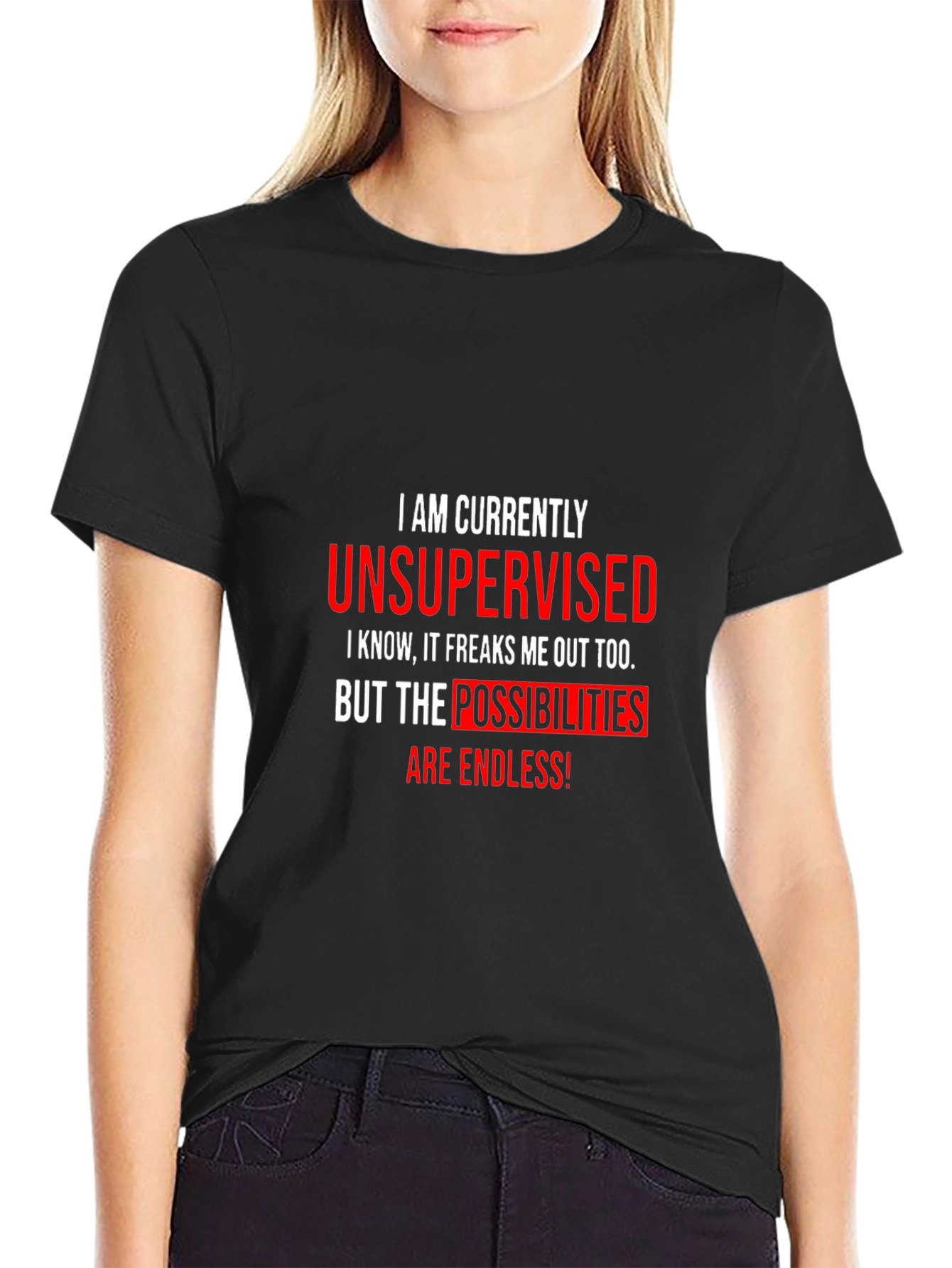 Black Unsupervised Funny Graphic T-Shirt view 2