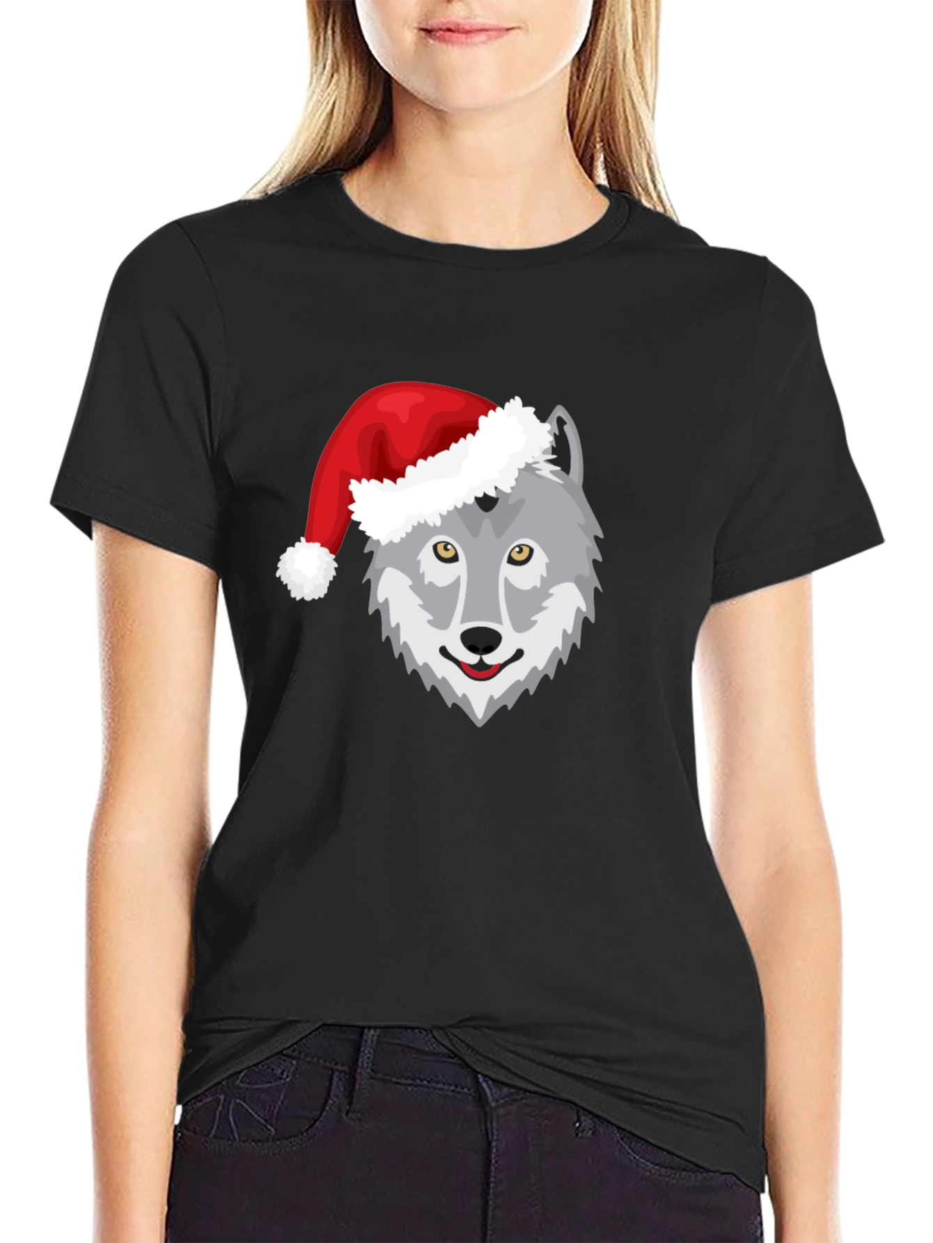 Black Wolf Christmas T-Shirt view 2
