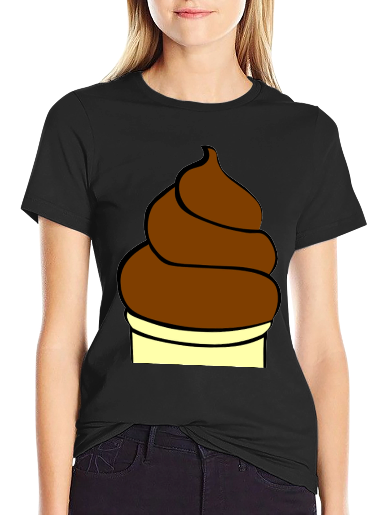 Black Novelty Poop Emoji T-Shirt - Funny Graphic Tee view 2