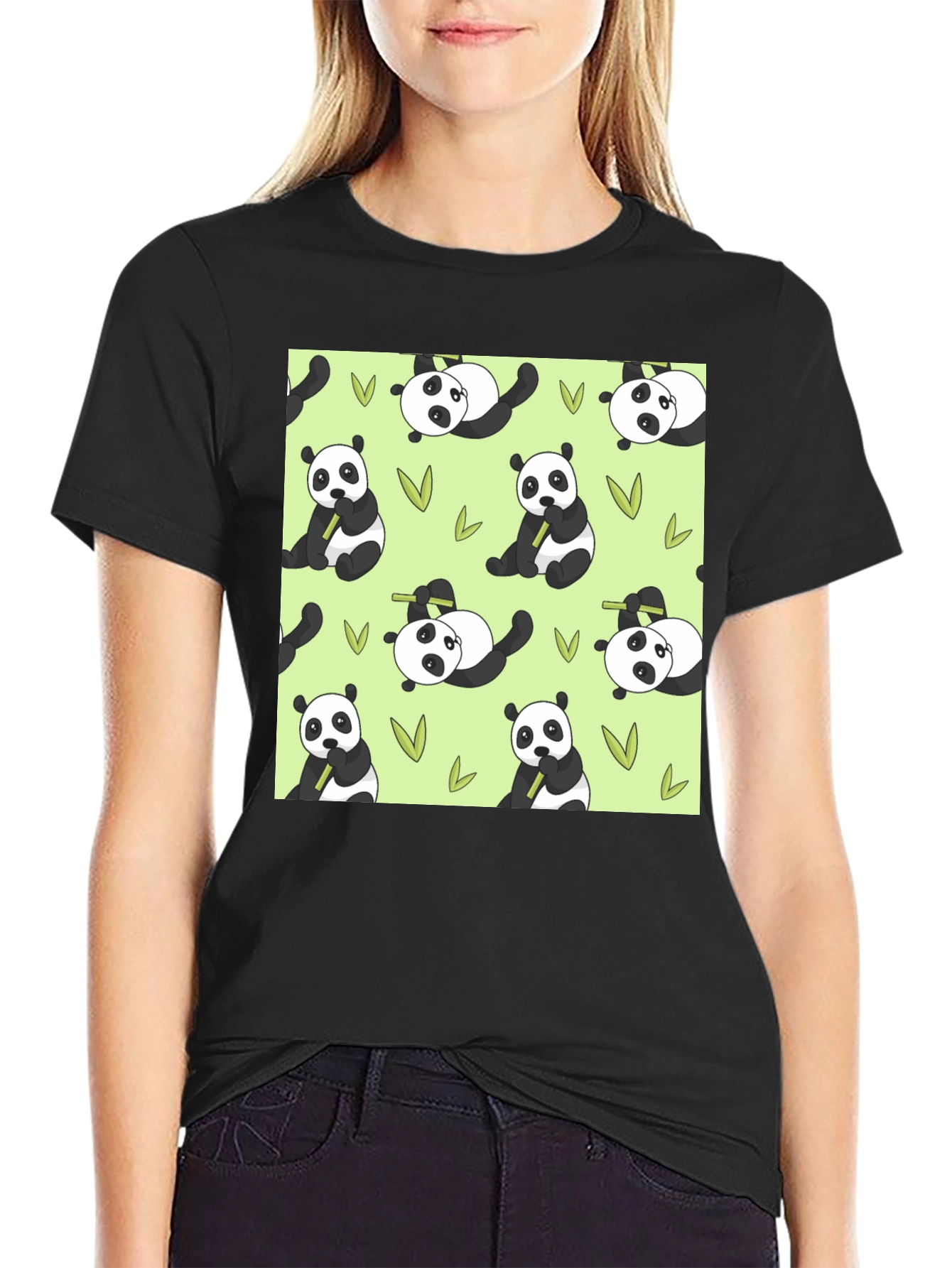 Black Panda Print T-Shirt - Cute Animal Tee view 2