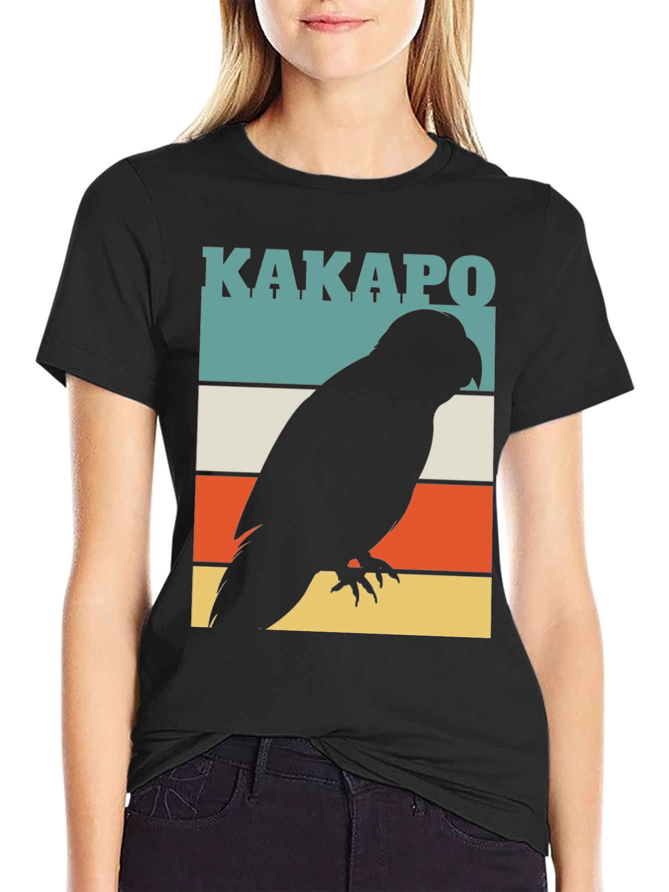 Black Kakapo Parrot Silhouette T-Shirt view 2