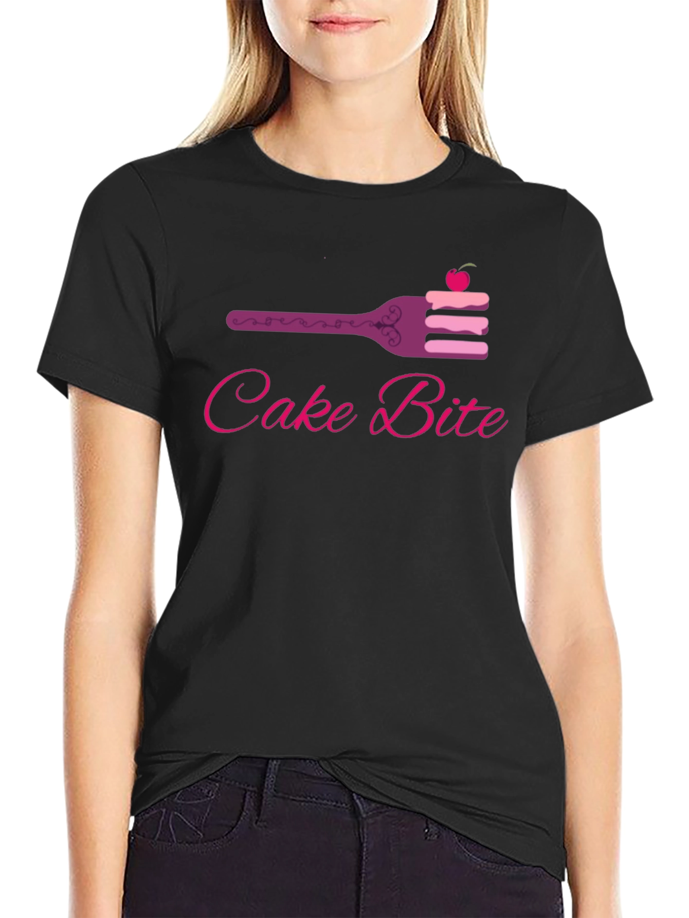 Black Cake Bite Graphic Tee - Sweet Treat Design view 2