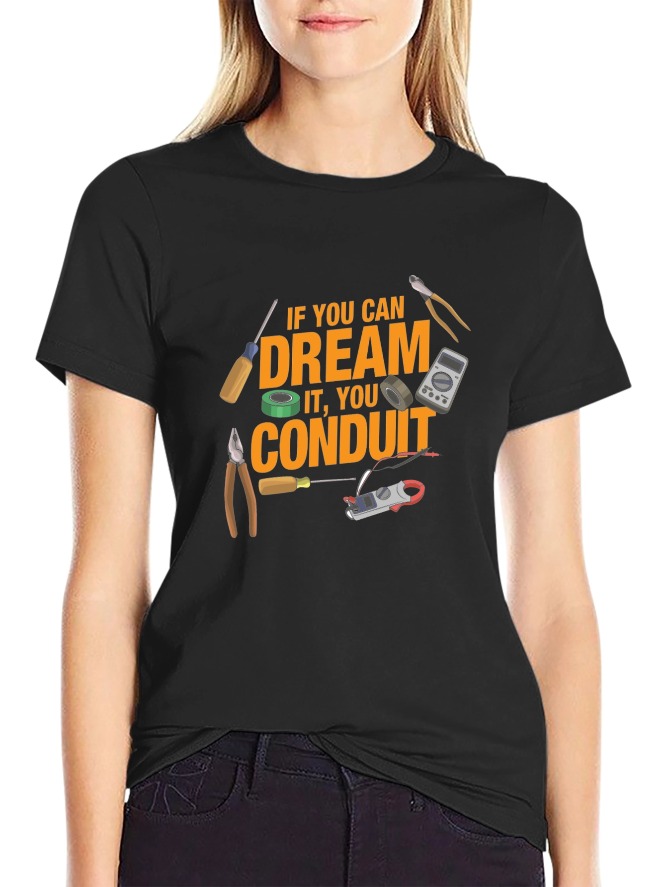 Black Dream Conduit Graphic T-Shirt - Electrician Apparel view 2
