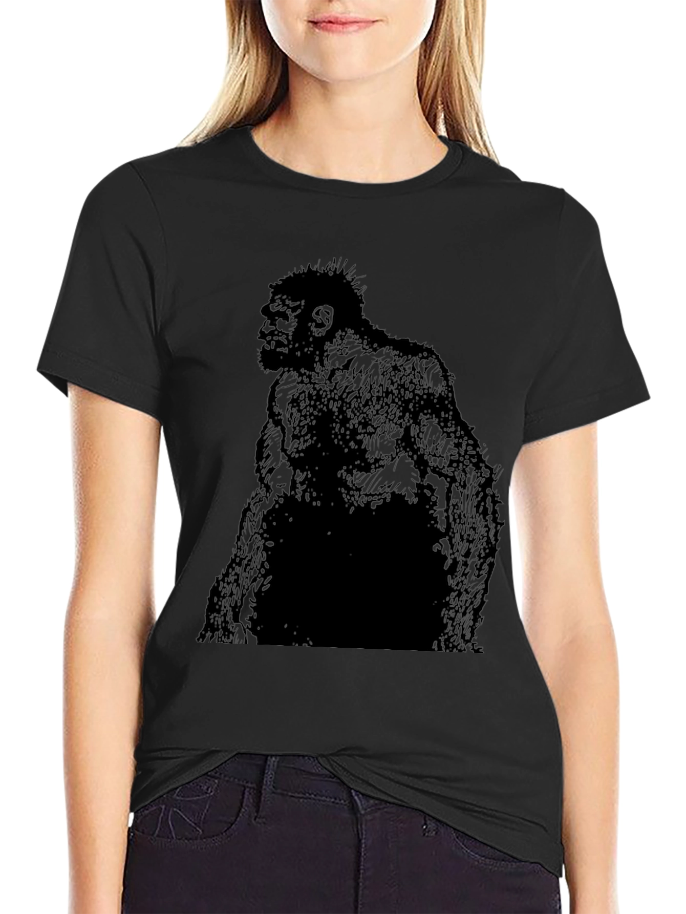 Black Primal Caveman Graphic T-Shirt view 2