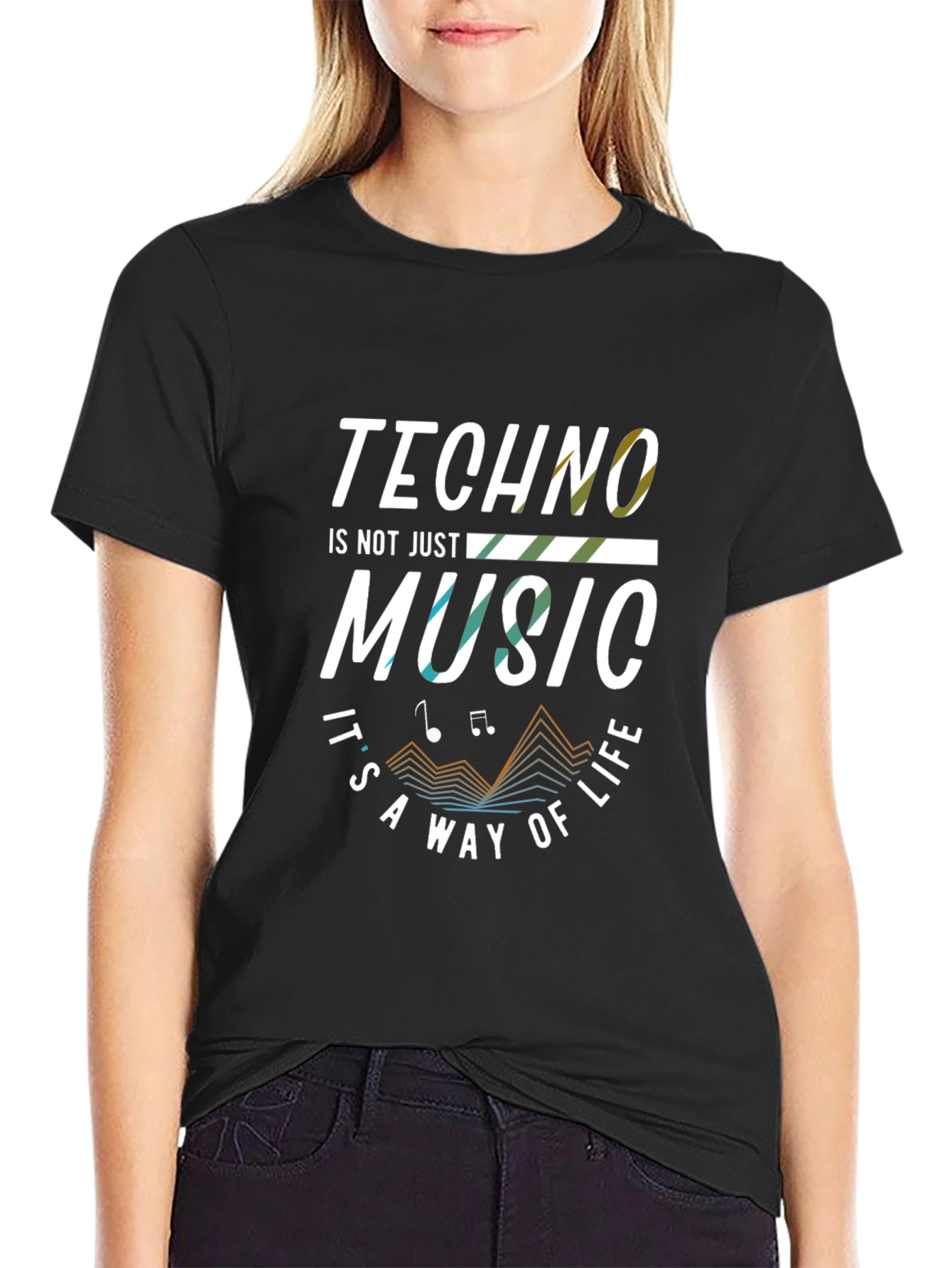 Black Techno Music T-Shirt - Way of Life view 2
