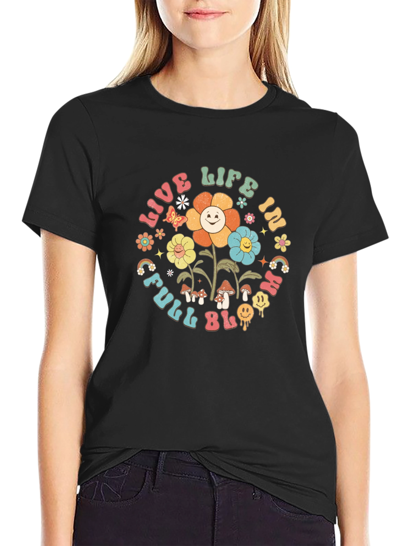 Black Live Life in Full Bloom Graphic Tee view 2