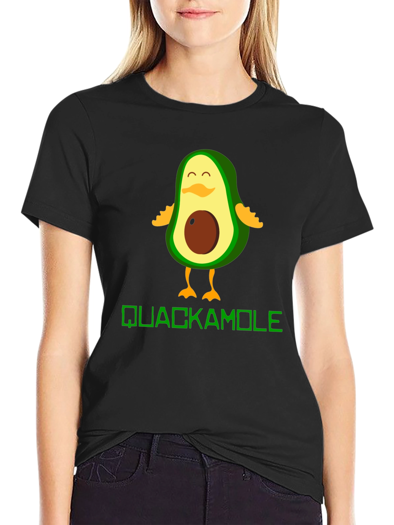 Black Quackamole Avocado Duck Graphic Tee view 2