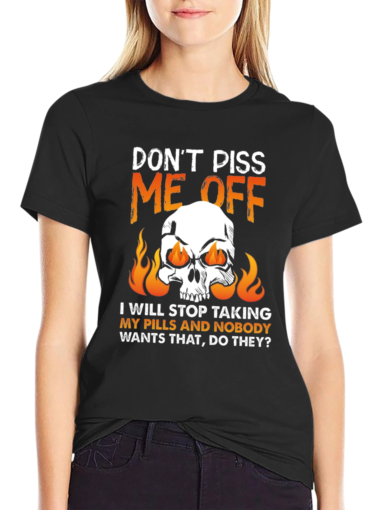 Black Don't Piss Me Off Skull Graphic Tee view 2