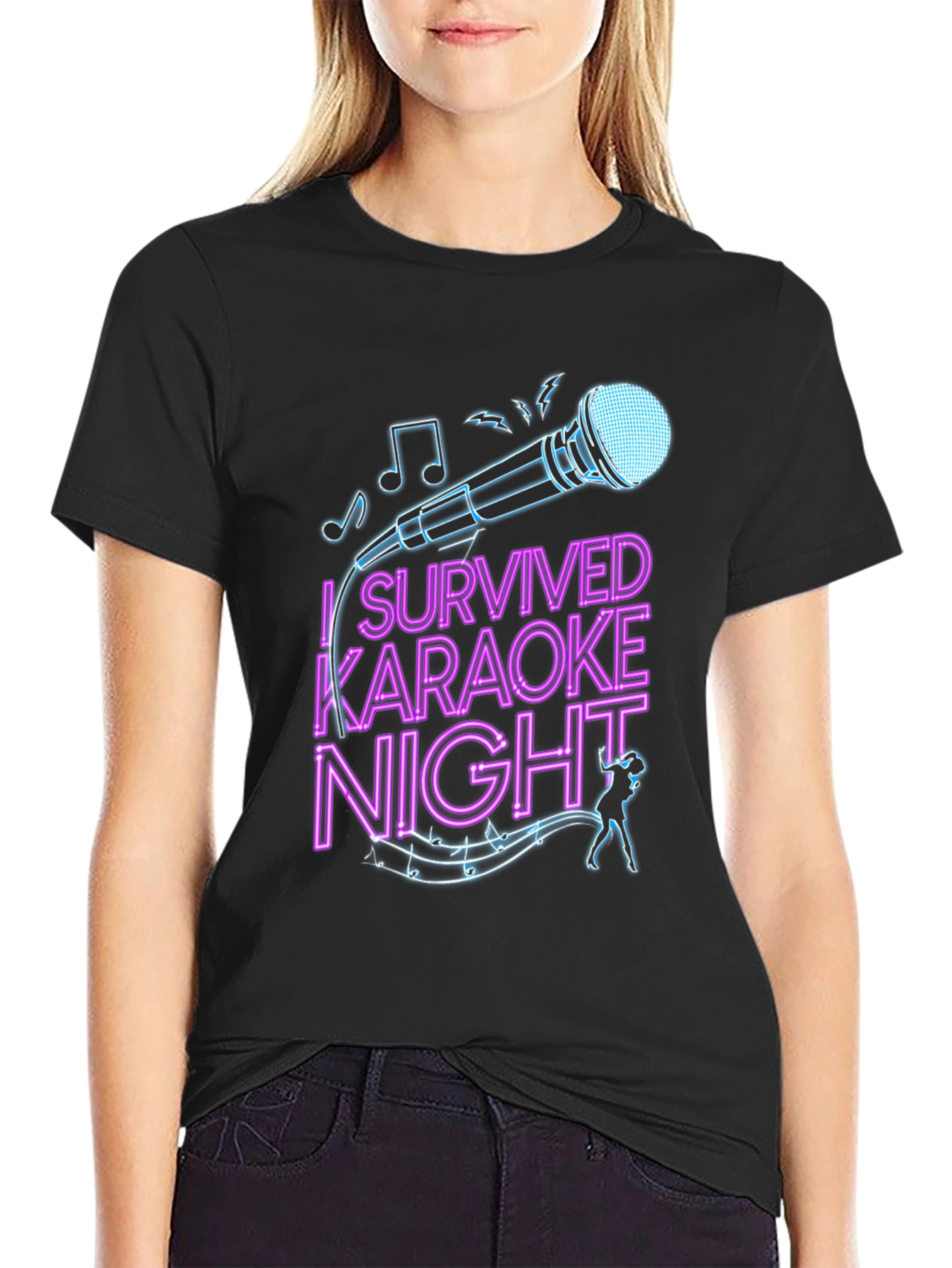 Black I Survived Karaoke Night Graphic Tee view 2
